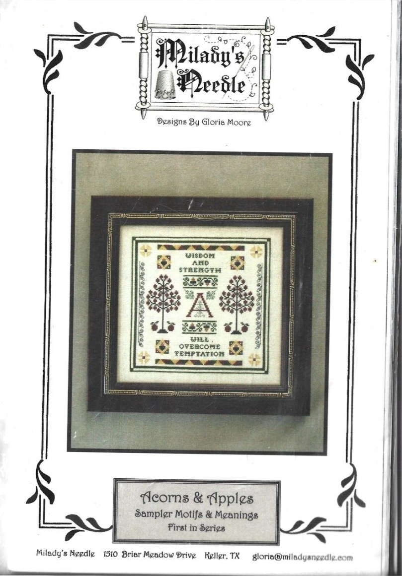 Milady's Needle Cross Stitch Chart Sampler "Acorns & Apples"