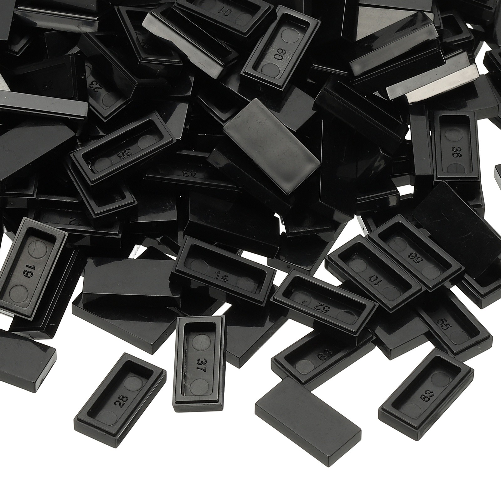 555 Pcs 1x2 Square Black Flat Blocks Bulk for Building Floor