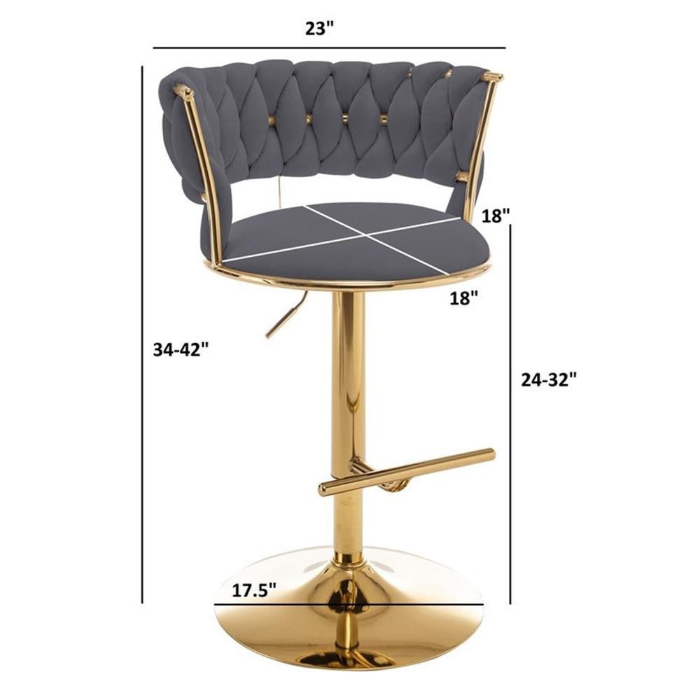Best Quality Furniture Set of 2 Emerald Green Velvet Upholstered Barstools