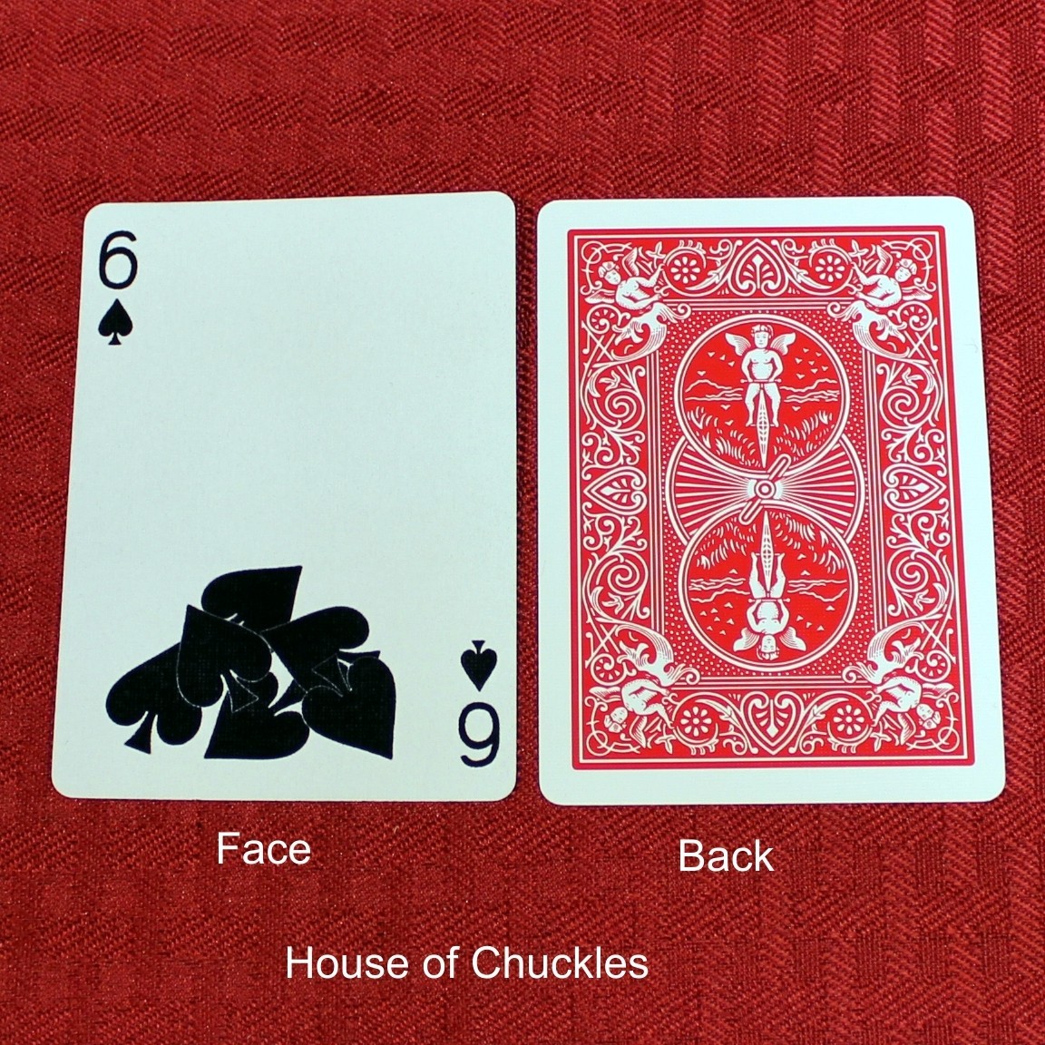 6 of Spades Fallen Pips, Bicycle Printed Gaff Card, Red