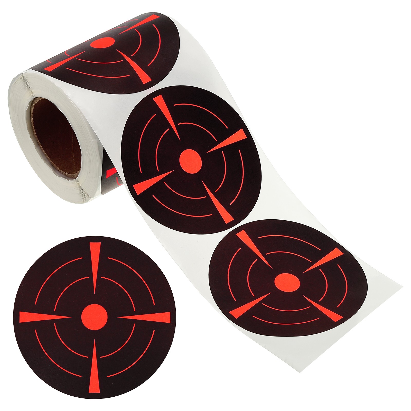 1 Roll Fluorescent Round Splatter Target Stickers 3", Black/Red