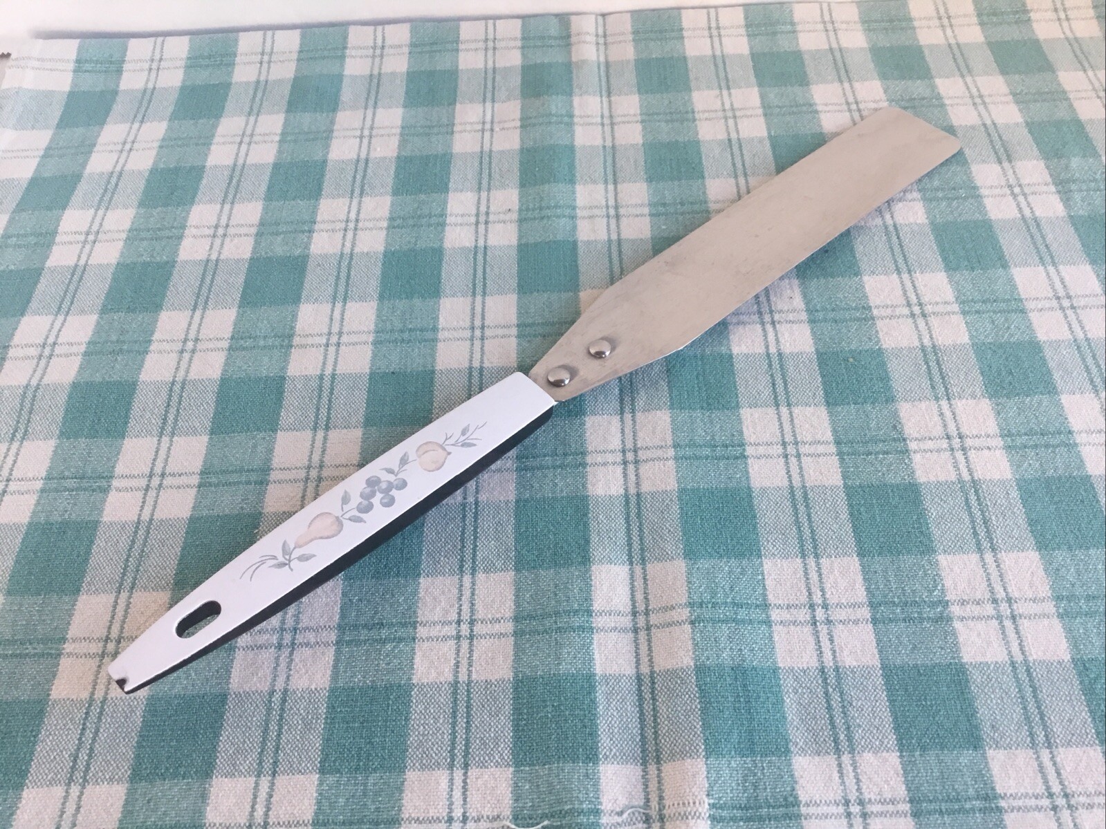 Vtg Spreader narrow Spatula Stainless Steel spreader Fruit Pattern handle NICE