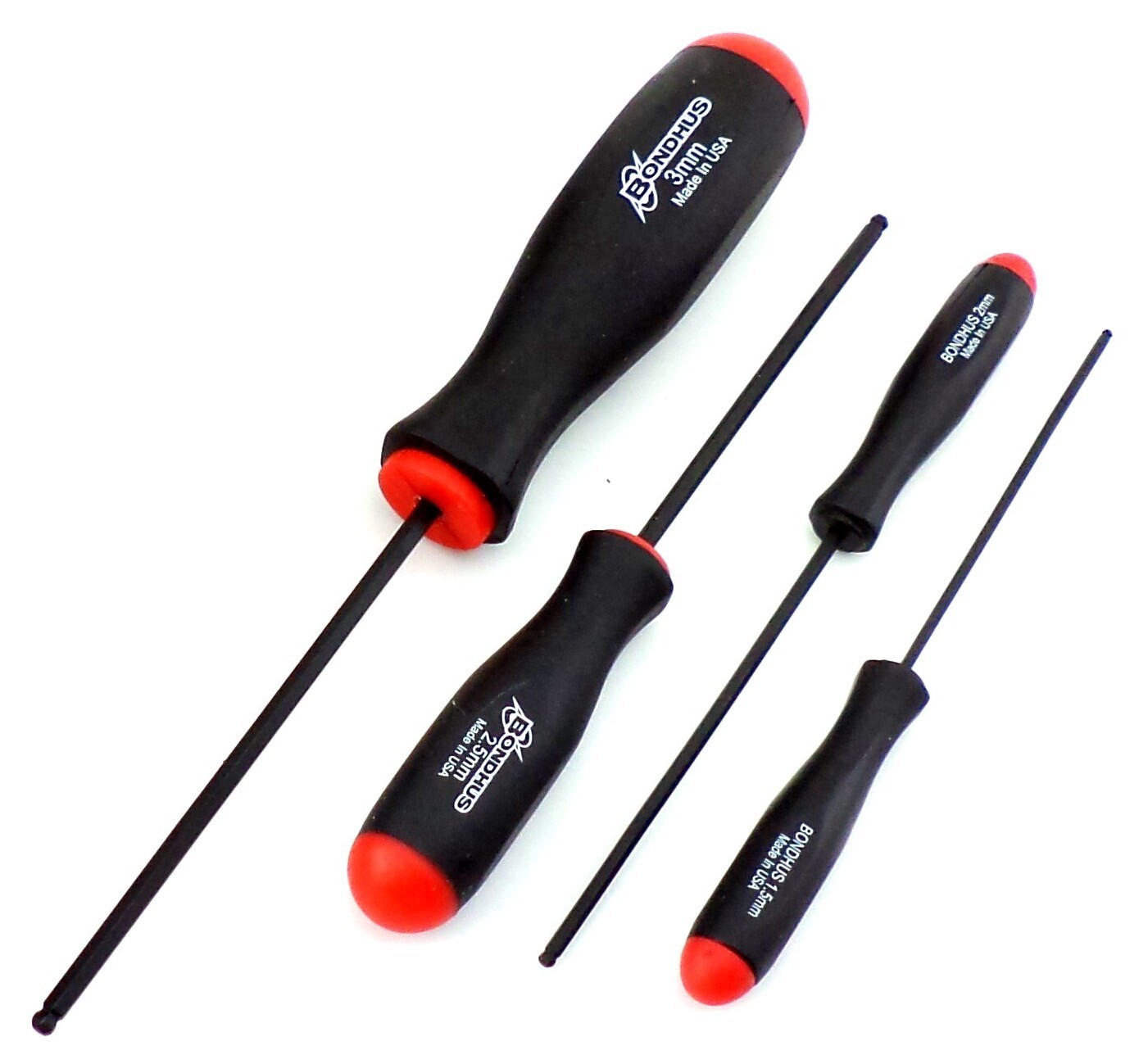 Bondhus 4pc Ball End Hex Screwdriver Precision Metric 1.5-3mm