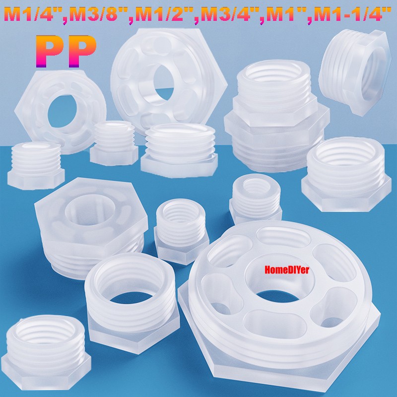 PP Plastic Bush Threaded Reducing Bushing Cores Male/Female BSP 1/8" to 1-1/4"