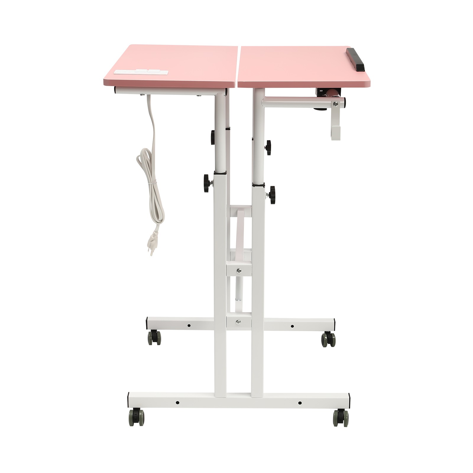 Mobile Adjustable Standing Desk with Dual Desktop for Home & Office