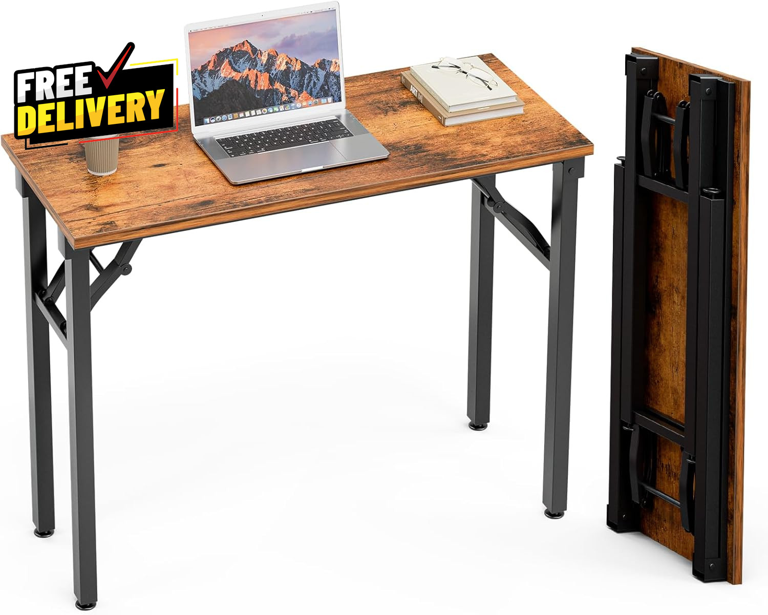 Small Computer Desk Folding Table - 35.8" Foldable Office Desk No Assembly P....