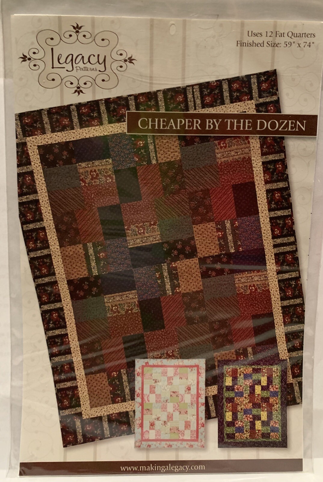 Cheaper By The Dozen Legacy Quilting Pattern 59" X 74" Uses 12 Fat Quarters
