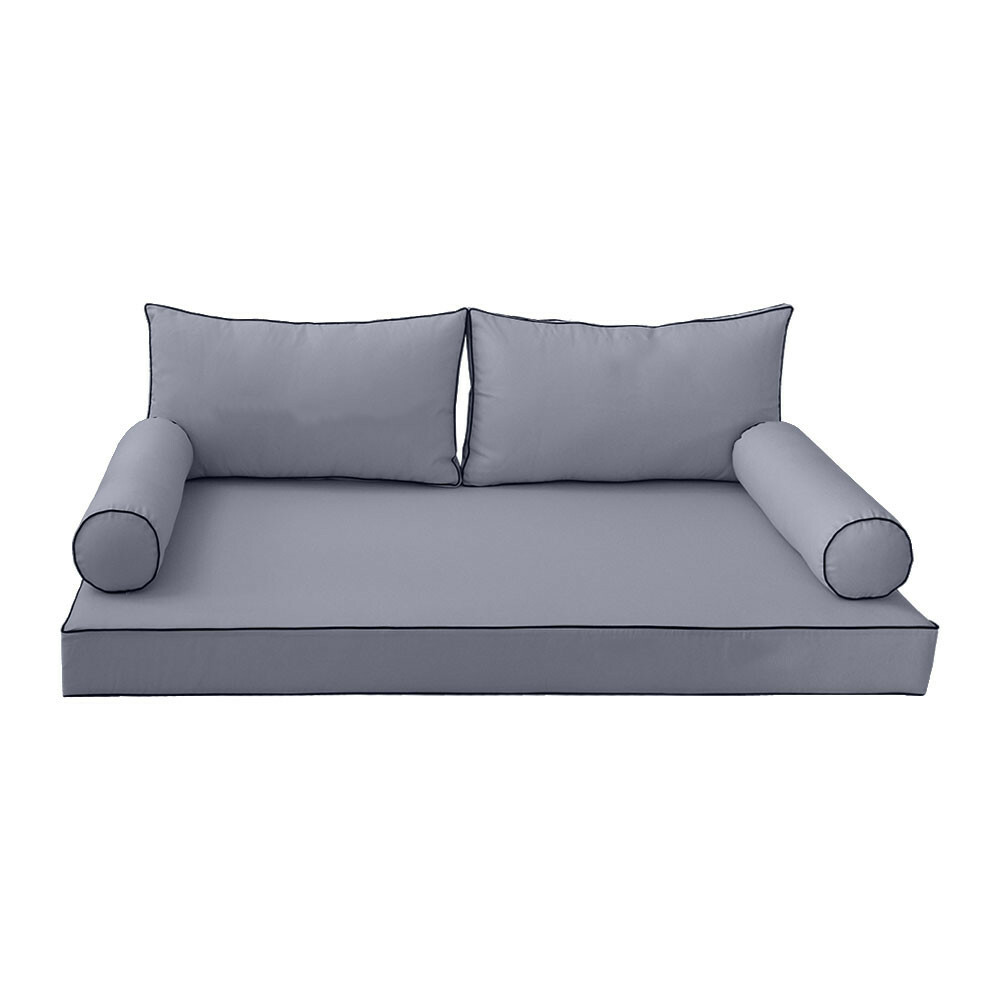 COVER ONLY-Style2 Daybed Mattress Bolster Pillow Covers Contrast Trim Full-AD001