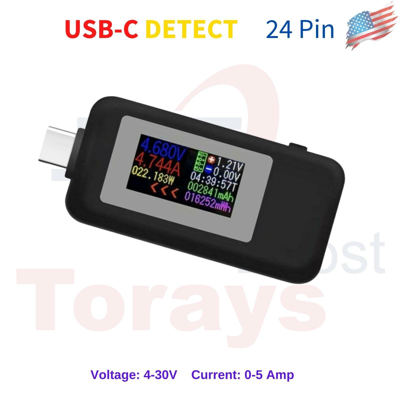 USB-C Power Meter Tester Voltmeter Ammeter Current Voltage Detector USA