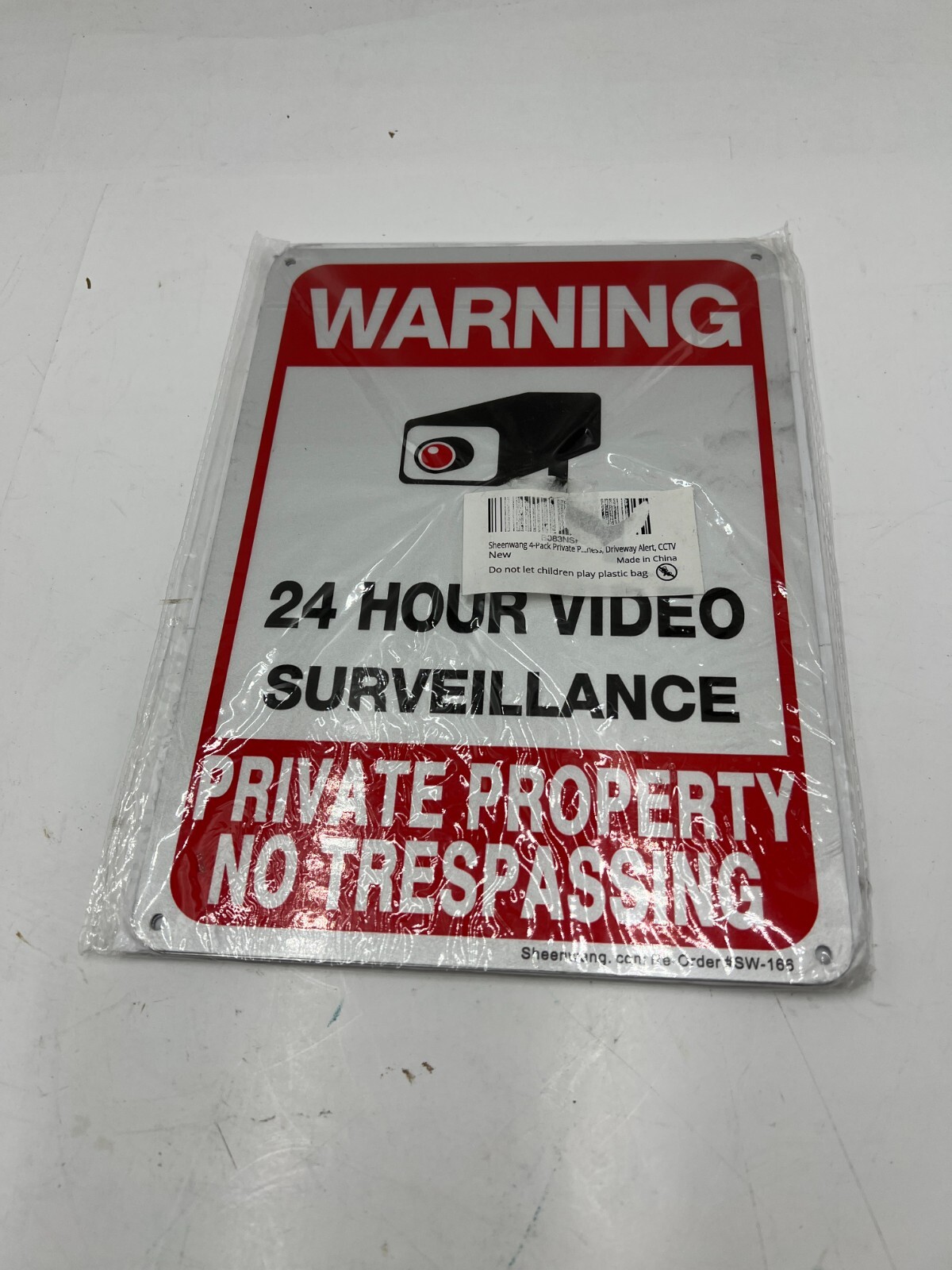 (Pack of 4) Sheenwang SW-166 Private Property No Trespassing Metal Sign 10" x 7"