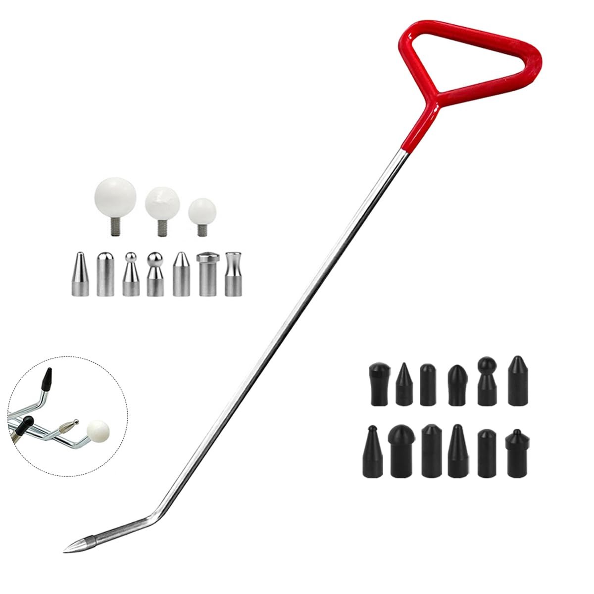 Paintless Dent Repair Tool Dent Removal Rods Set Stainless Steel Tools with A...