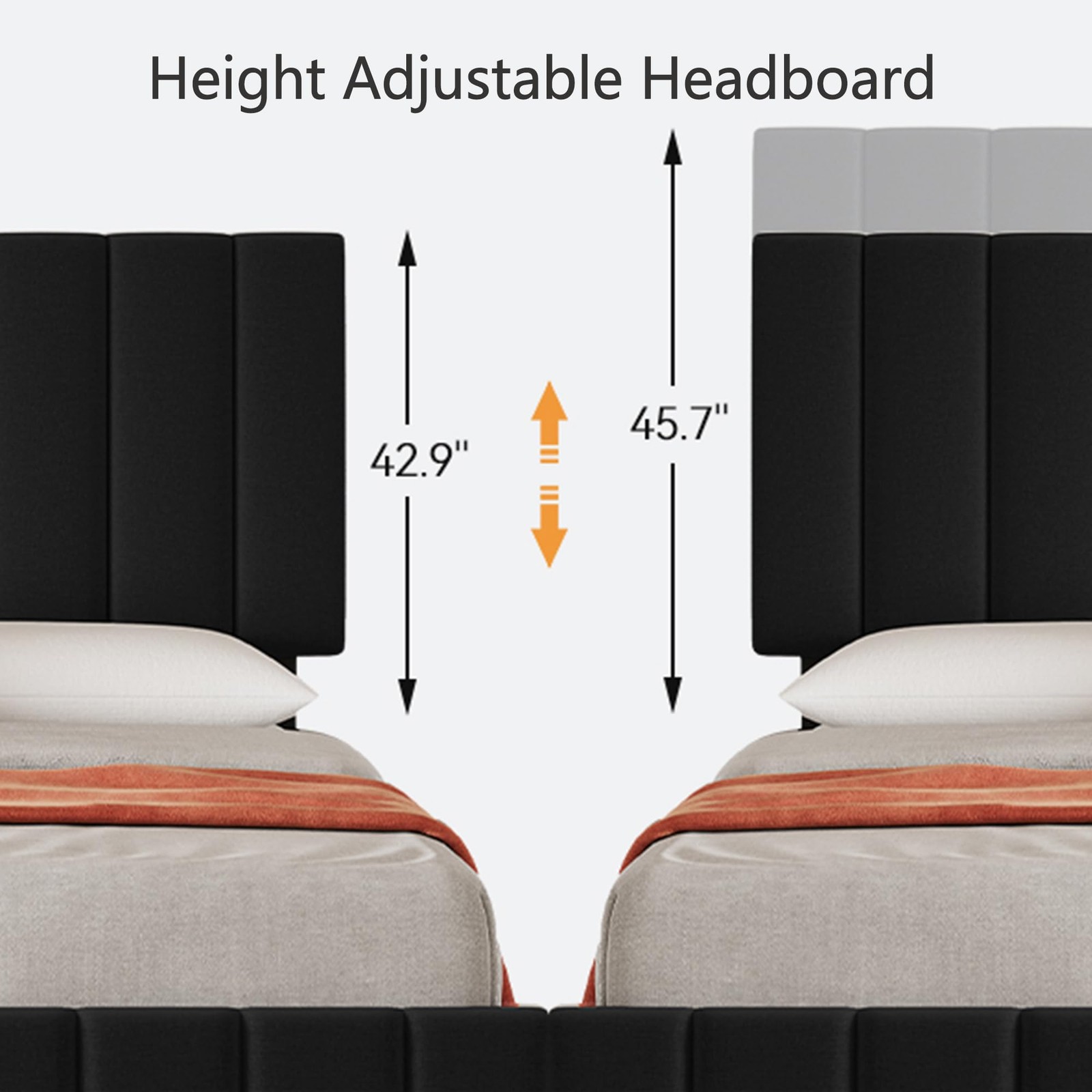 King Size Bed Frame Headboard Linen Upholstered Platform Bed Frame w/ 4 Drawers