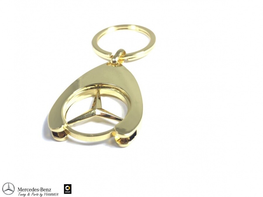 Genuine Mercedes-Benz Keyring Shopping Chip Shopping Cart Star Gold