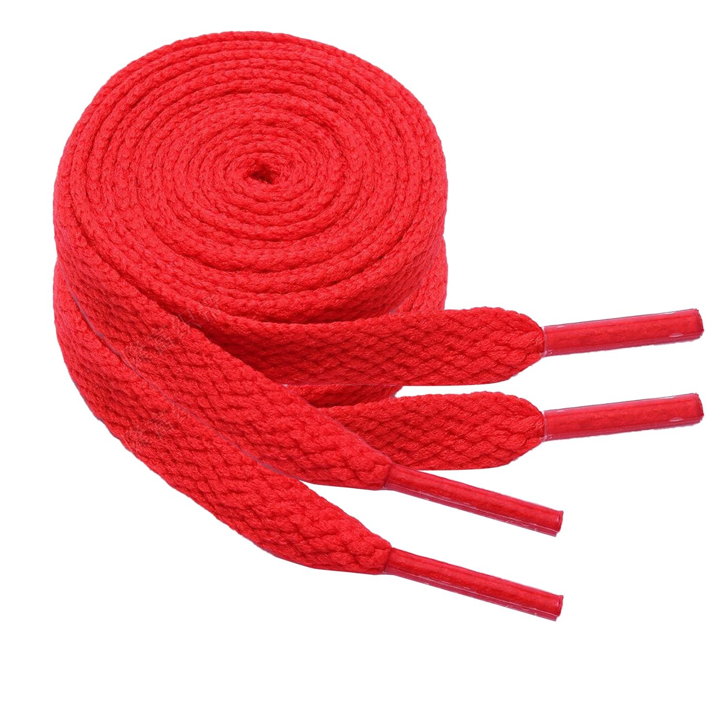 2 Pair Flat Shoe Laces for Sneakers Colorful 55inch(140cm), Red