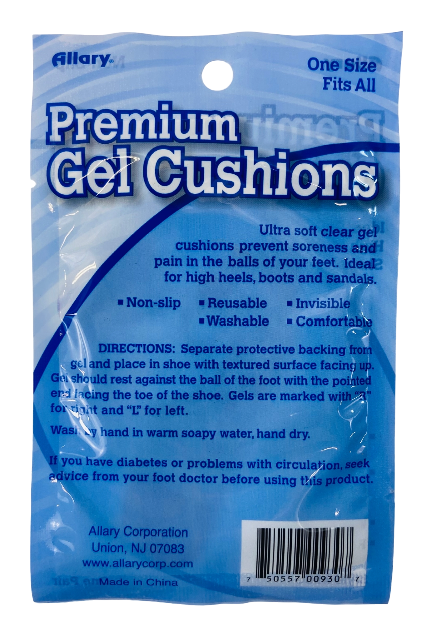 Allary Premium Gel Cushions, One Size, 1 Pair