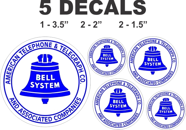 5 Vintage Style Bell American Telephone & Telegraph CO. Vinyl Decals