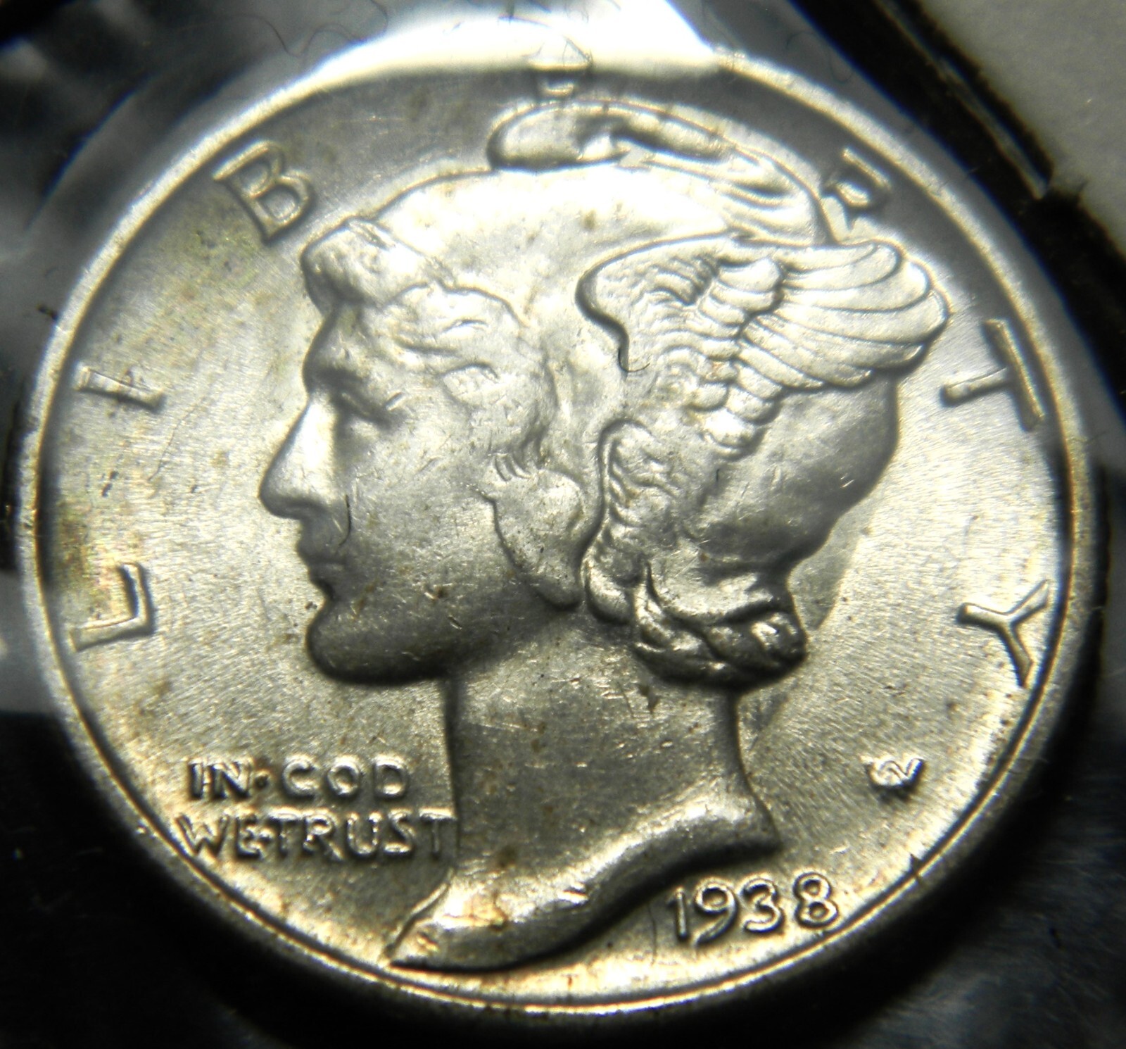 1938-S Mercury Silver Dime, Grade is BU, Original Surfaces   #c2