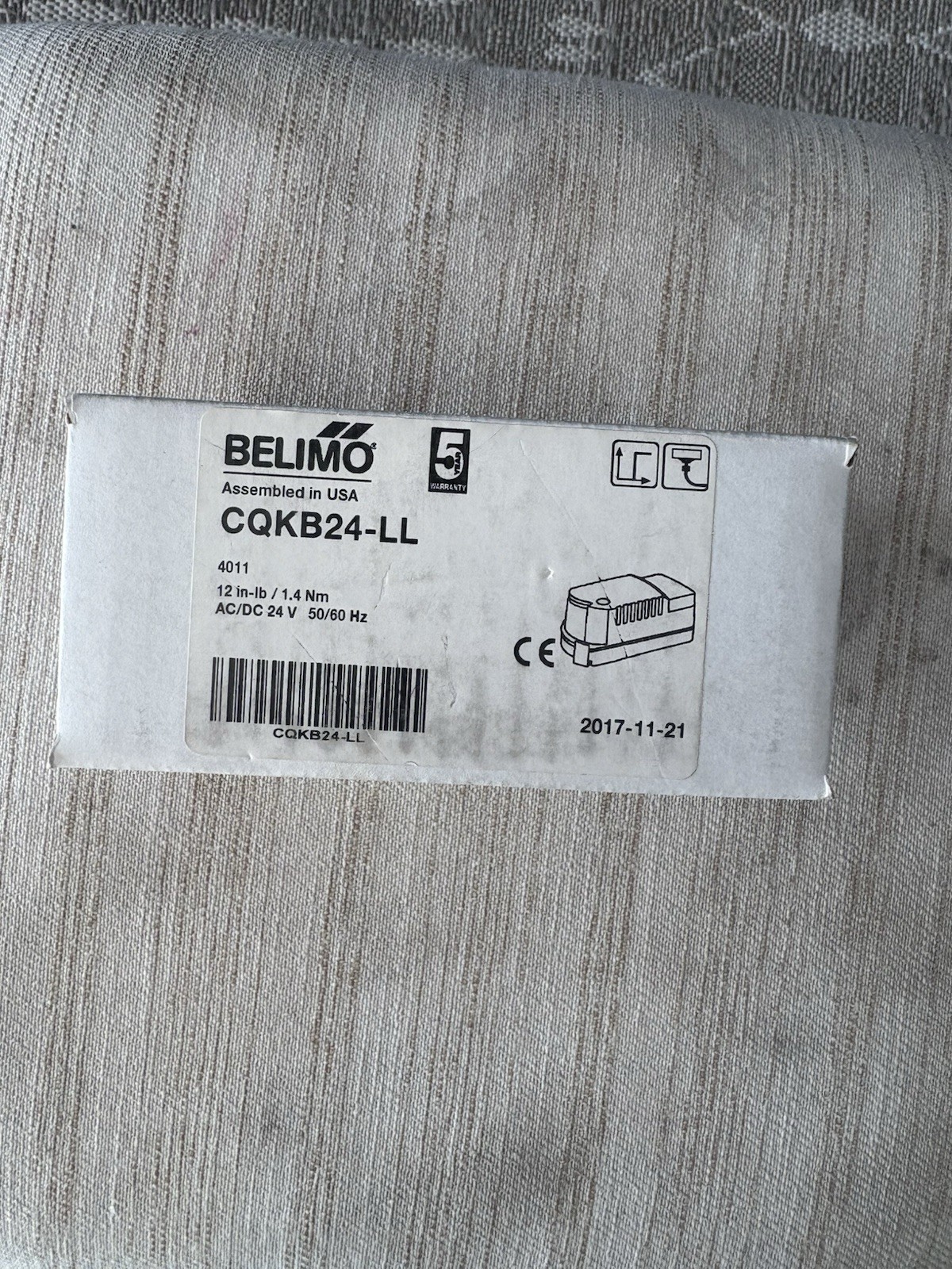 Belimo CQKB24-SR-LL 1/2" Brass Valve Actuator 2.5W 24V On/Off