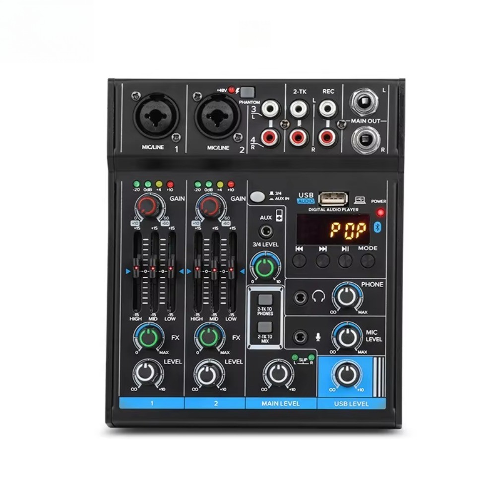 4-Channel Desktop Audio Mixer for Live Streaming, Broadcasting and Recording