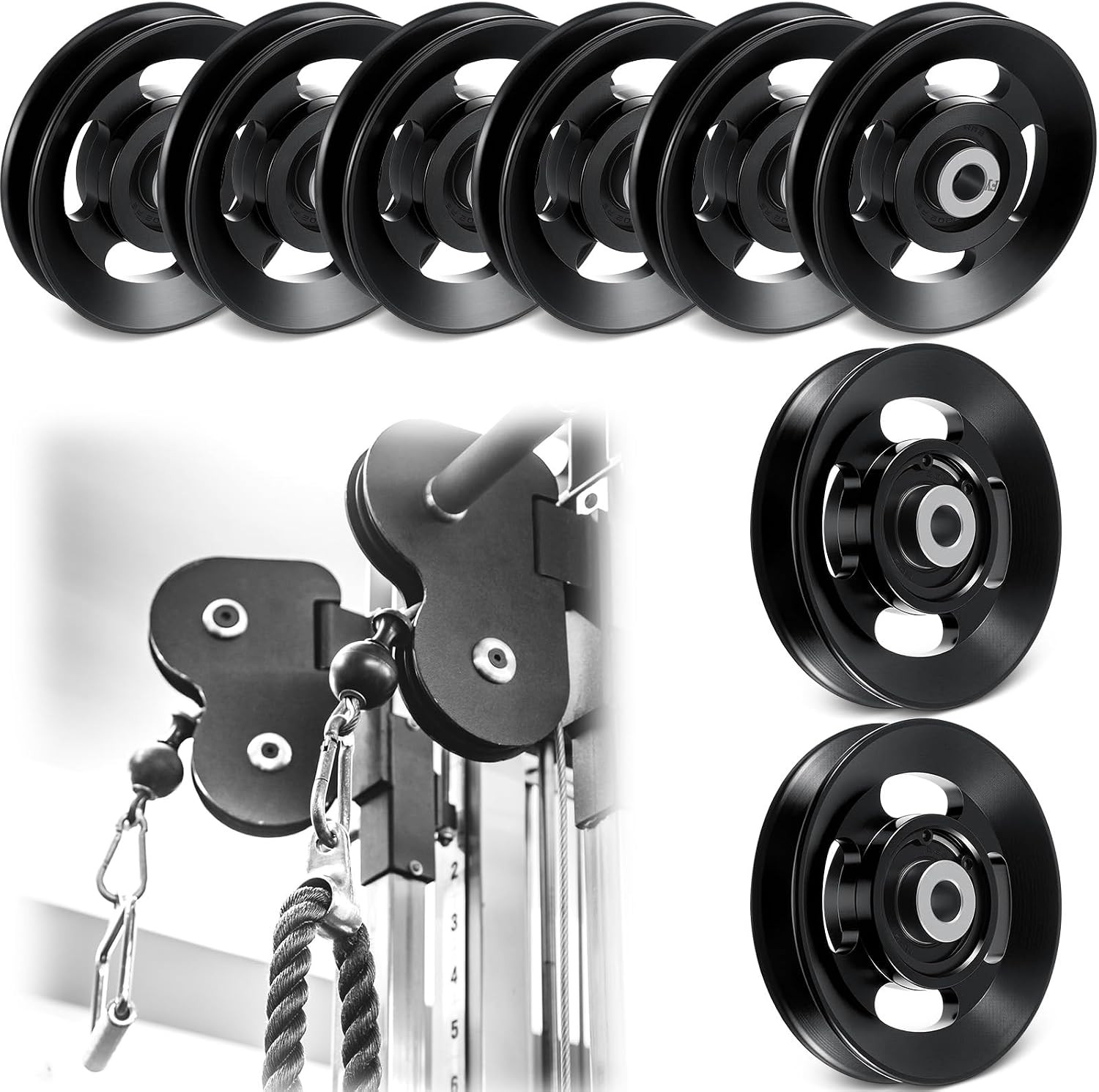 2-14 Pcs Aluminum Cable Pulley Wheel 90/95Mm | Fits Home Gym Cable Systems and P