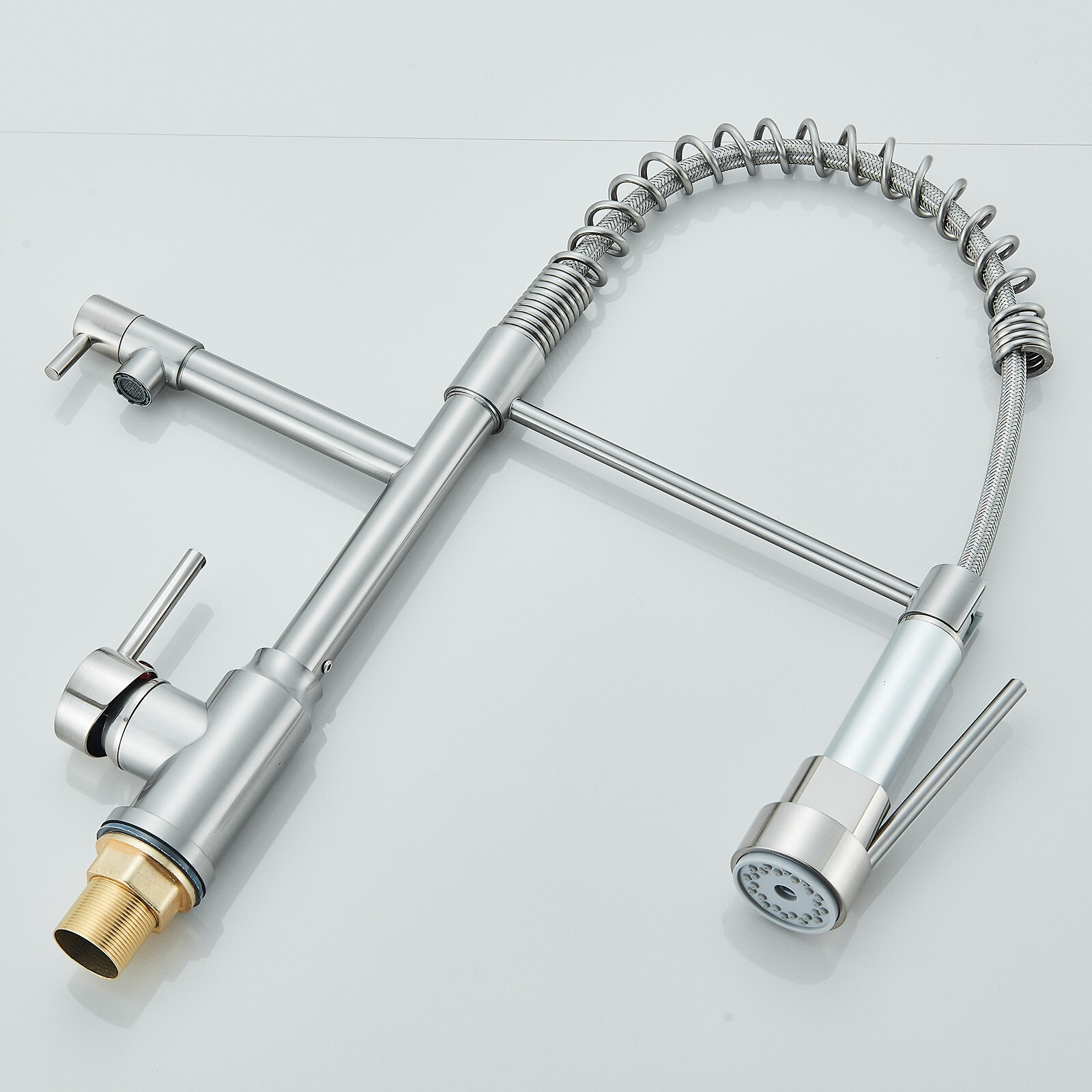 Brushed Nickel Kitchen Faucet with Sprayer Single Handle Pull Down Sink Mixer