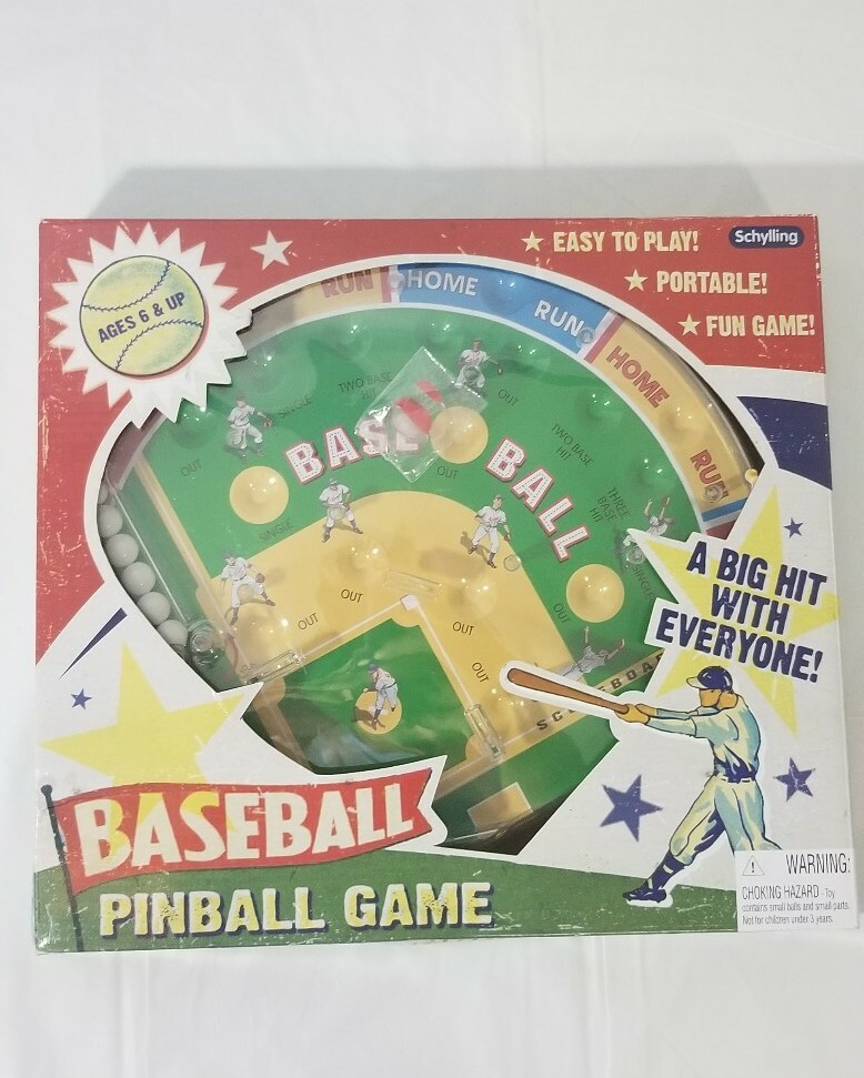 Baseball Pinball Arcade Game by Schylling 2001 12”x12” 2” Play ball Demage Box