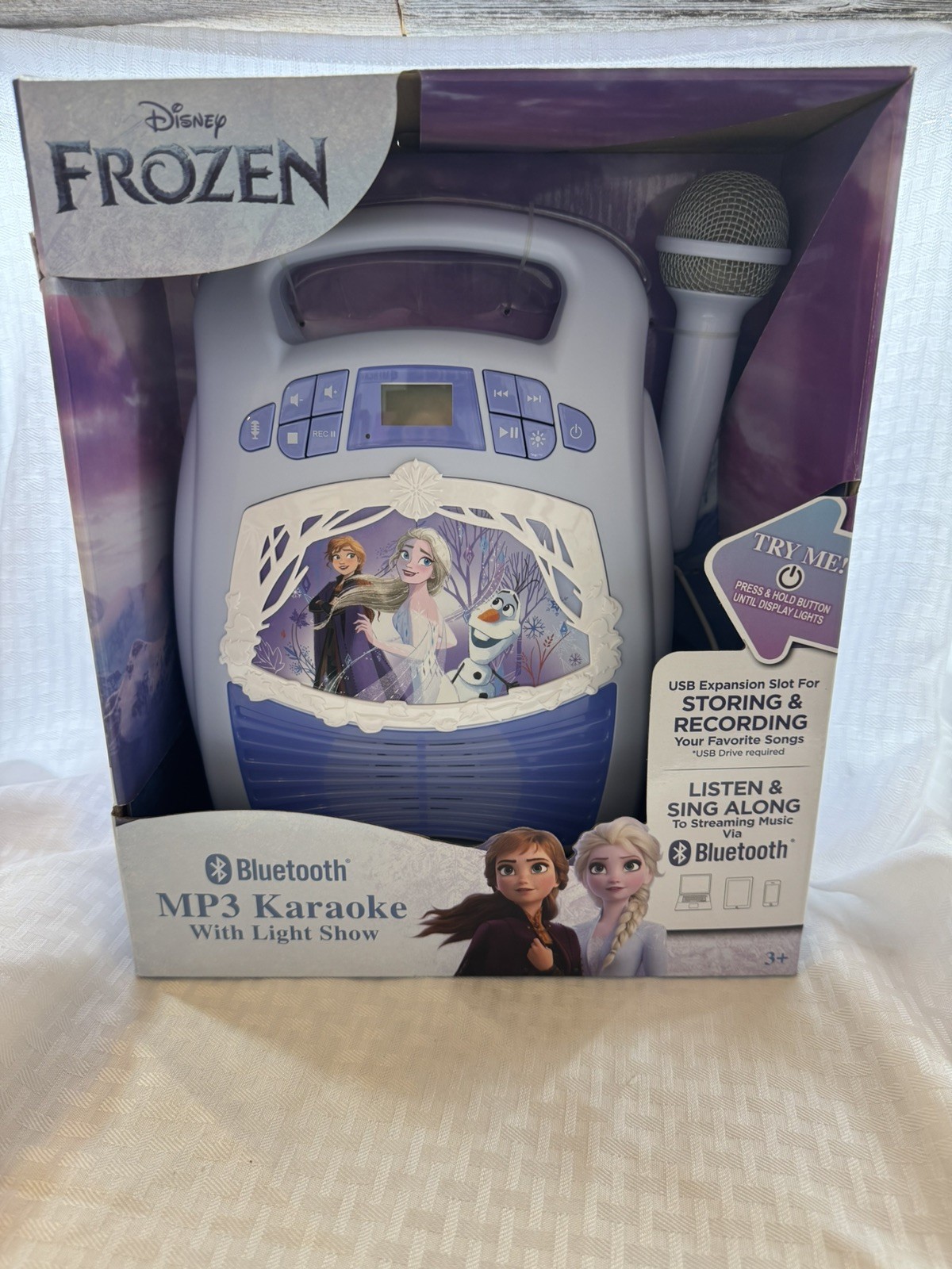 Disney Frozen 2 MP3 Bluetooth Karaoke with Light Show & Microphone - Brand New