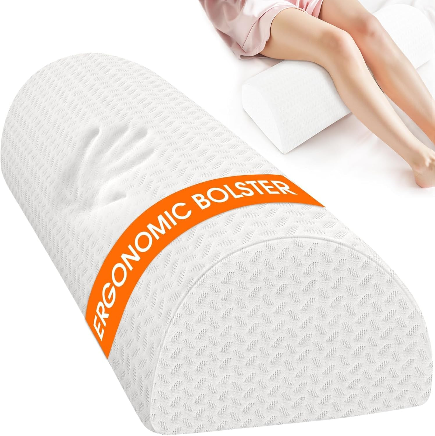 Sweetslubr Knee Pillow for Side Sleepers, Half Moon Memory Foam Bolster Pillow f