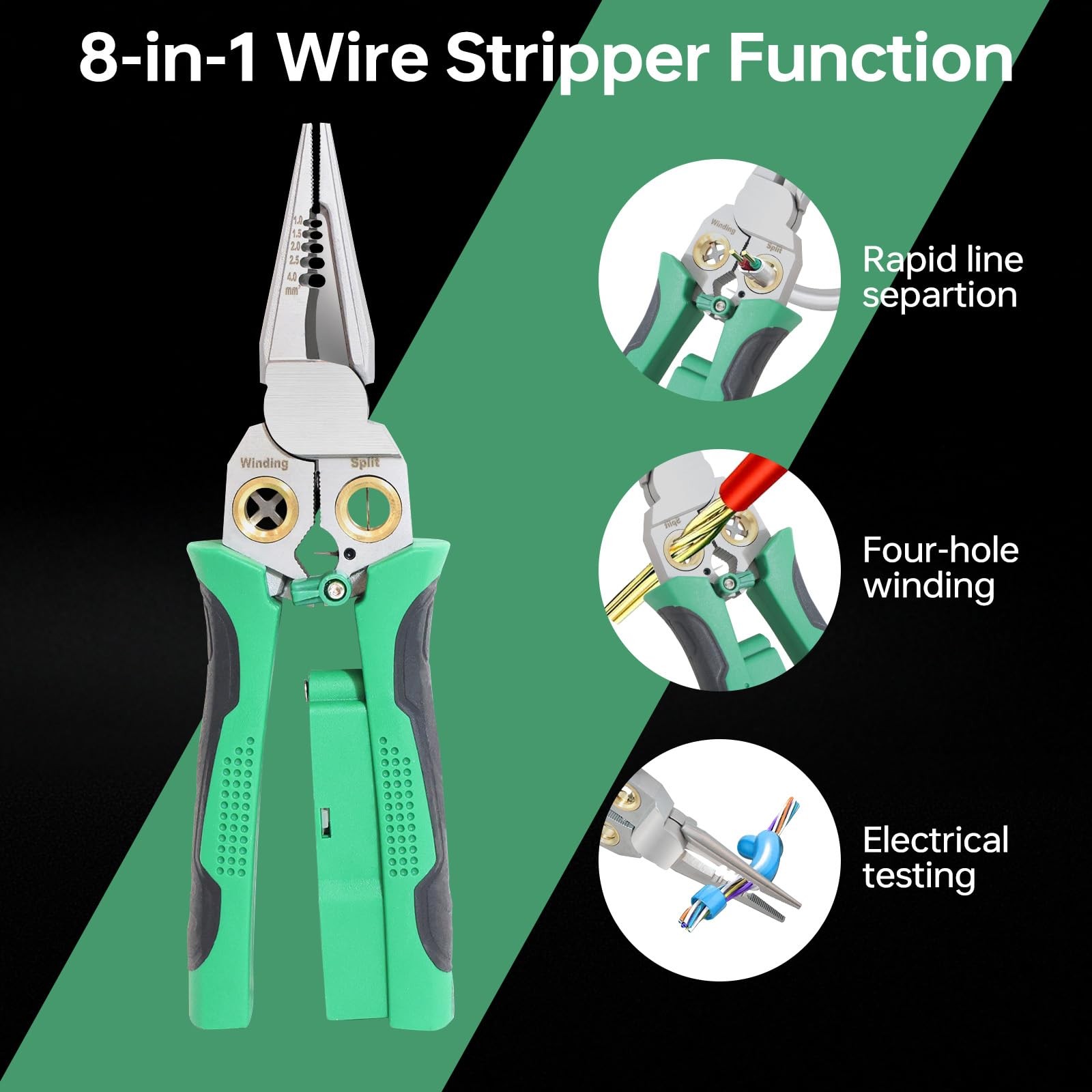 8 In 1 Wire Stripper With Voltage Tester Professional Electrical Repair Green