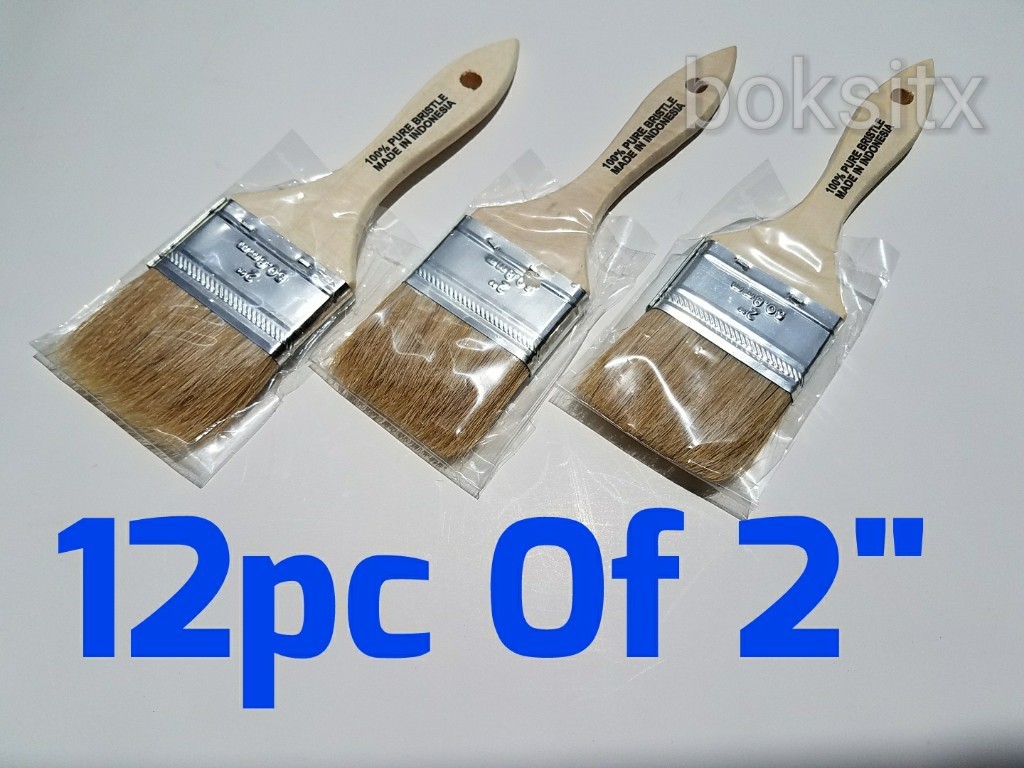 12 pc 2" Chip Brush Brushes  Paint Touchups 100% Pure Bristle