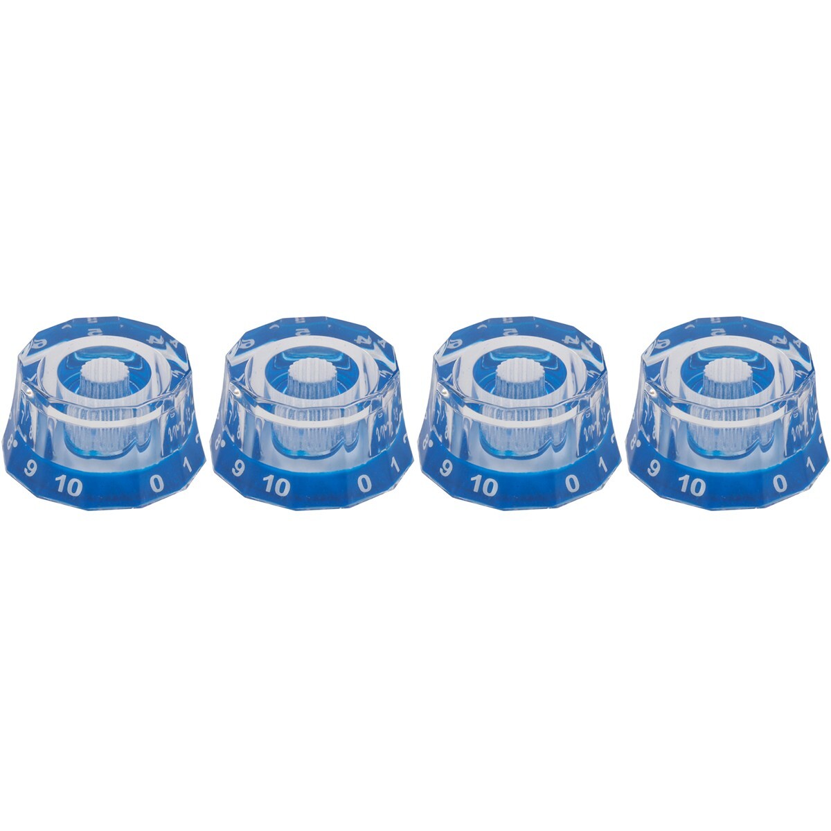 4x 12 Edge Blue Acrylic Bass Guitar Knobs Transparent Volume Tone Control Knobs
