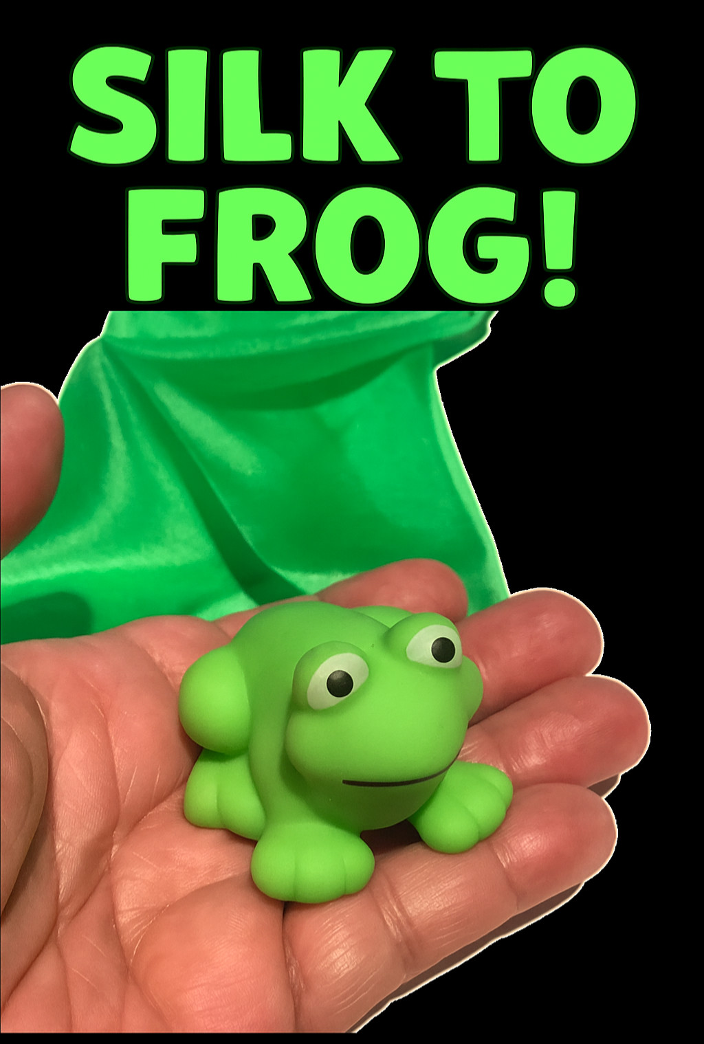 SILK TO GREEN FROG Magic Trick Clown Rubber Prop Magician Set Comedy Gag Joke