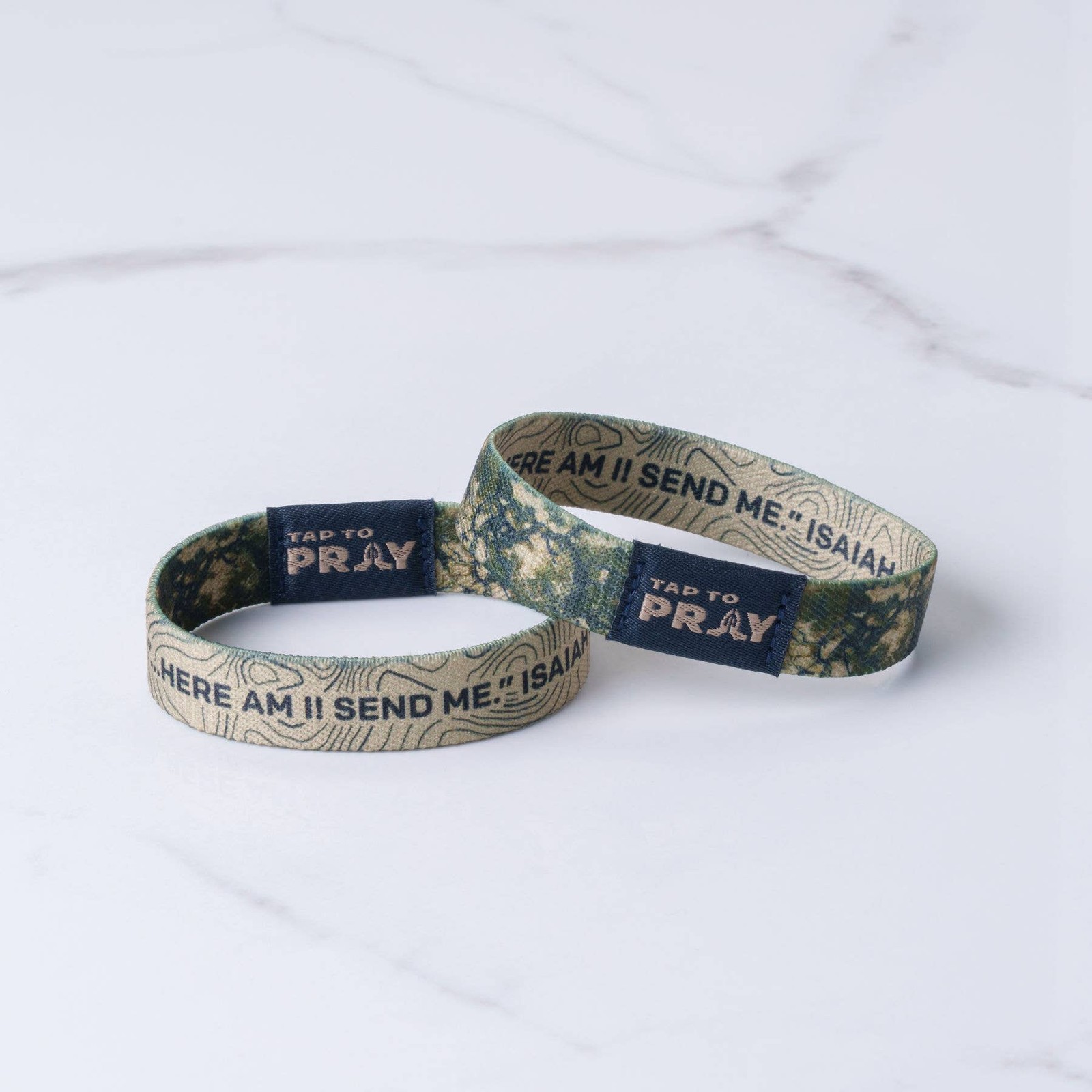 Tap To Pray Wristbands - Valor Camo & Isaiah 6:8 - Medium