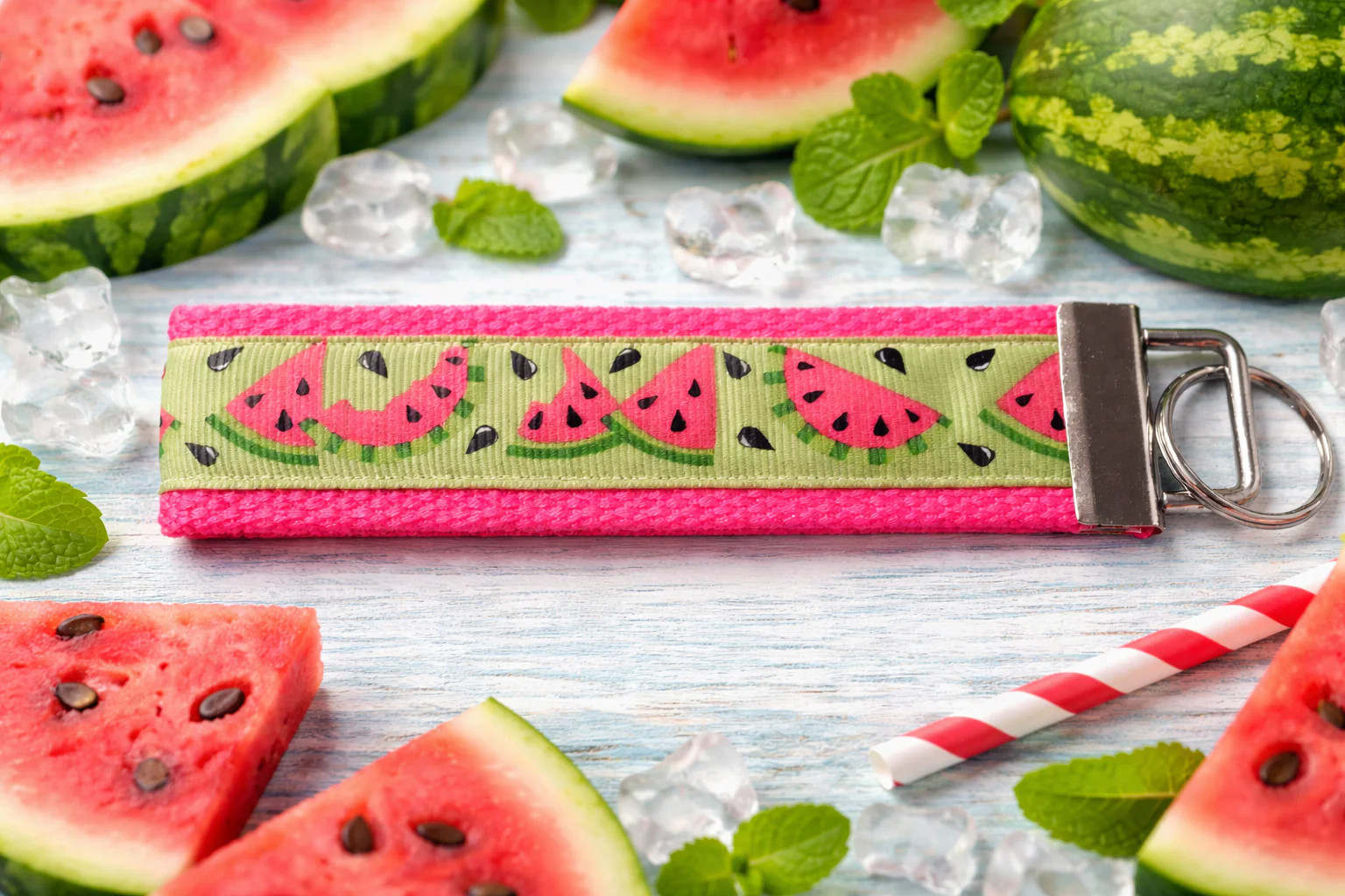 Watermelon Wristlet Keychain – Summer Keychain, Cute Key Fob, Teacher Gift,