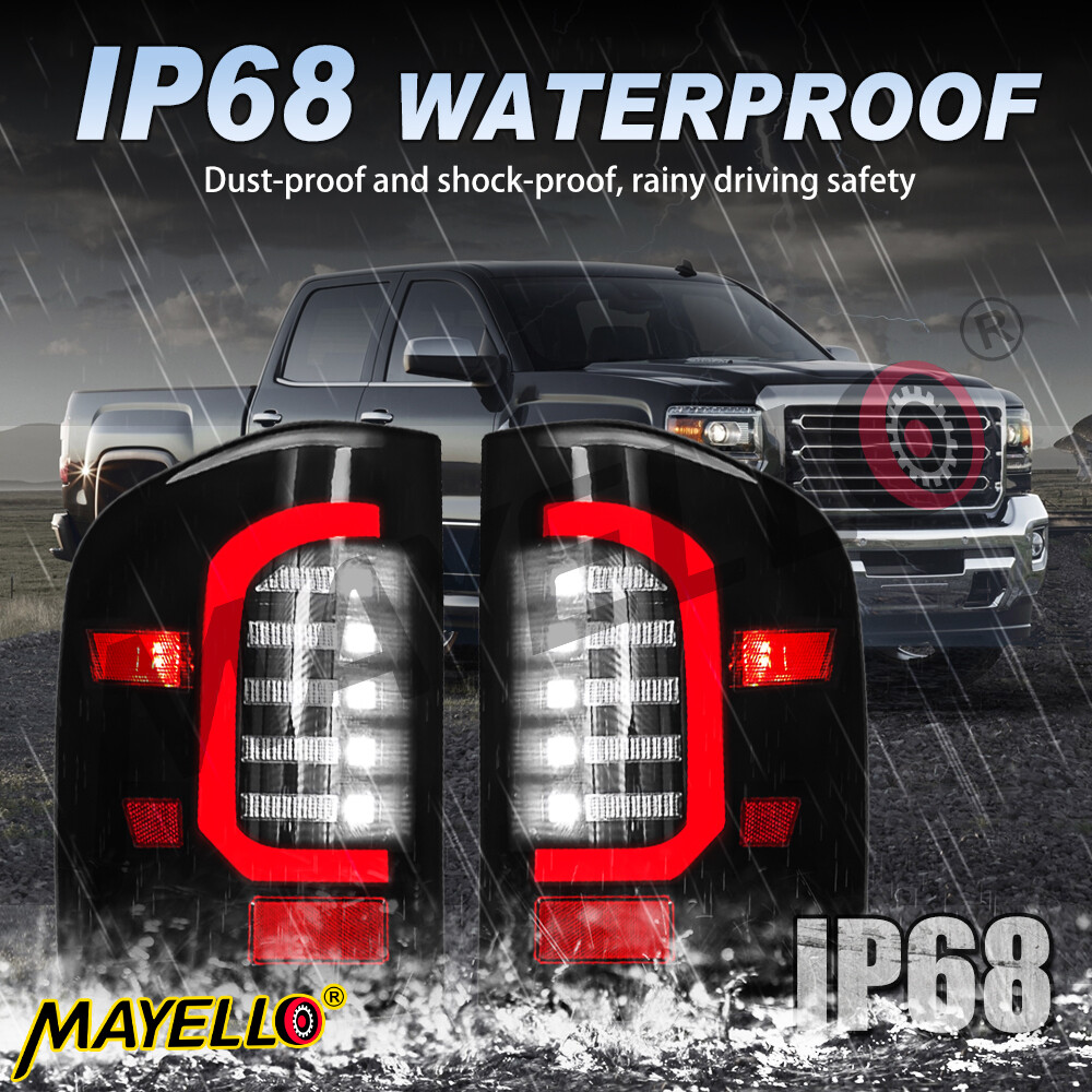Pair Black Smoke LED Tail Lights for 2007-2013 2014 Chevy Silverado 1500 2500HD