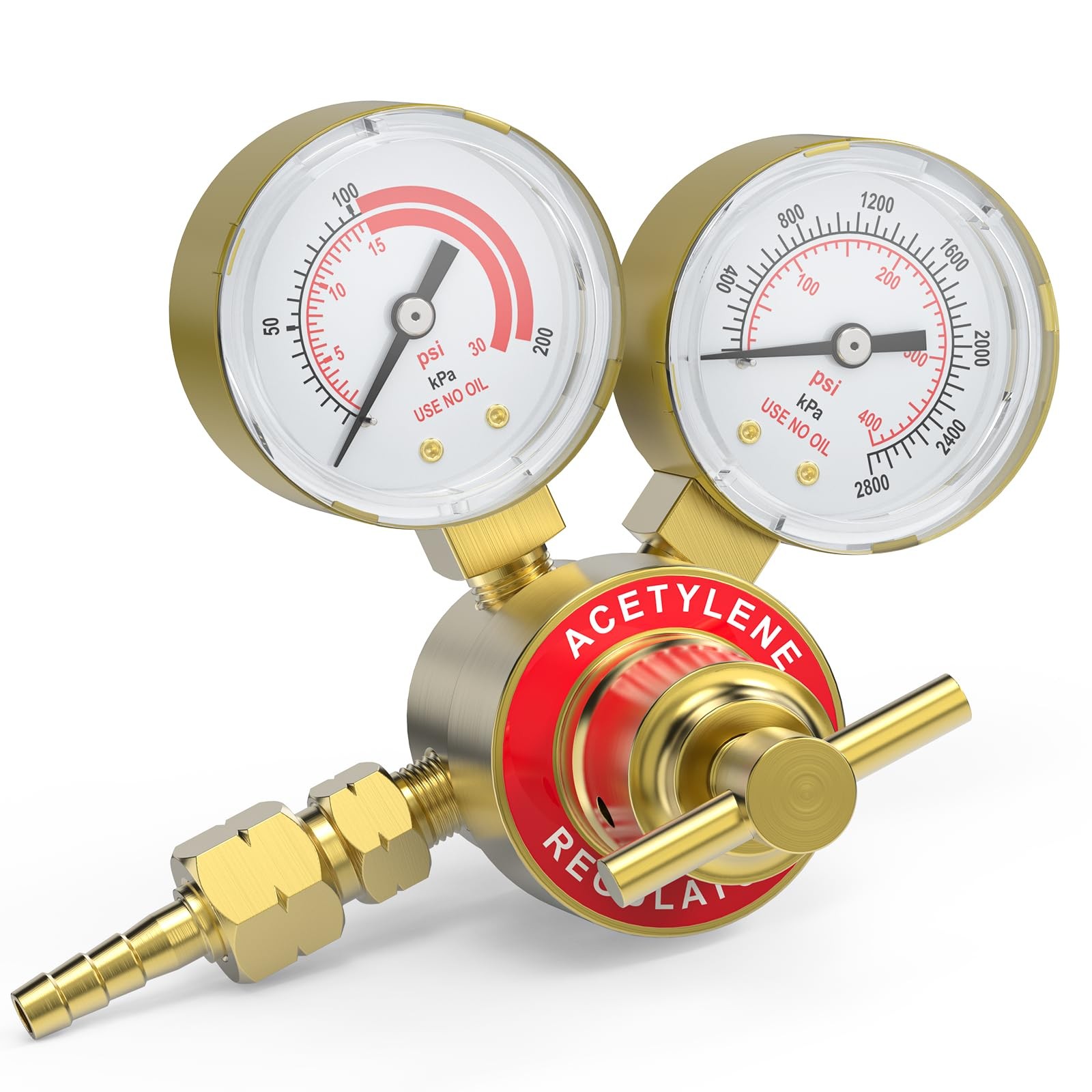 Acetylene Regulator Fits CGA-200 Valves 0-400PSI 0-30PSI Welding Gas Gauges