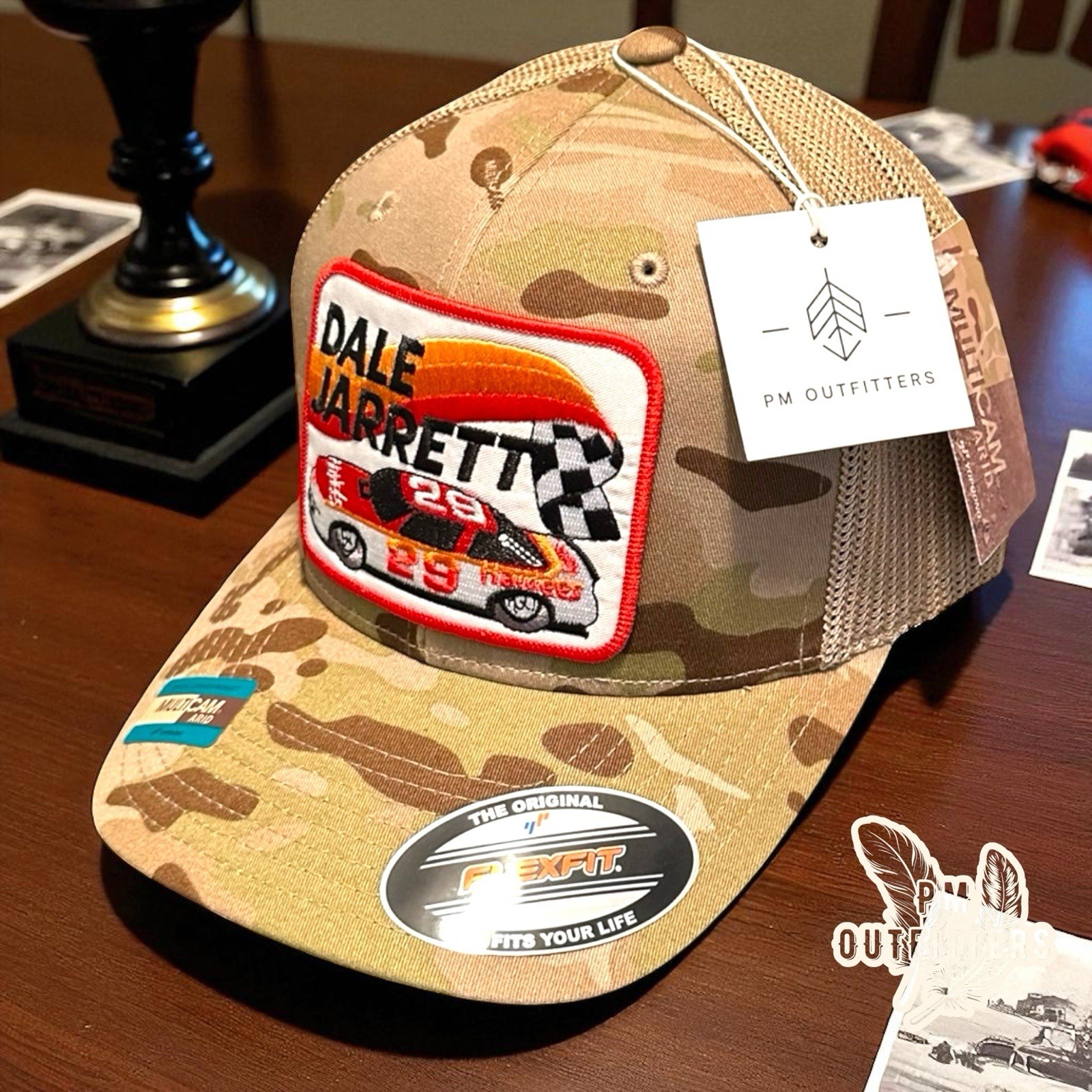 Dale Jarrett Hardees Racing FlexFit Multicam Arid Trucker Hat | Vintage NASCAR
