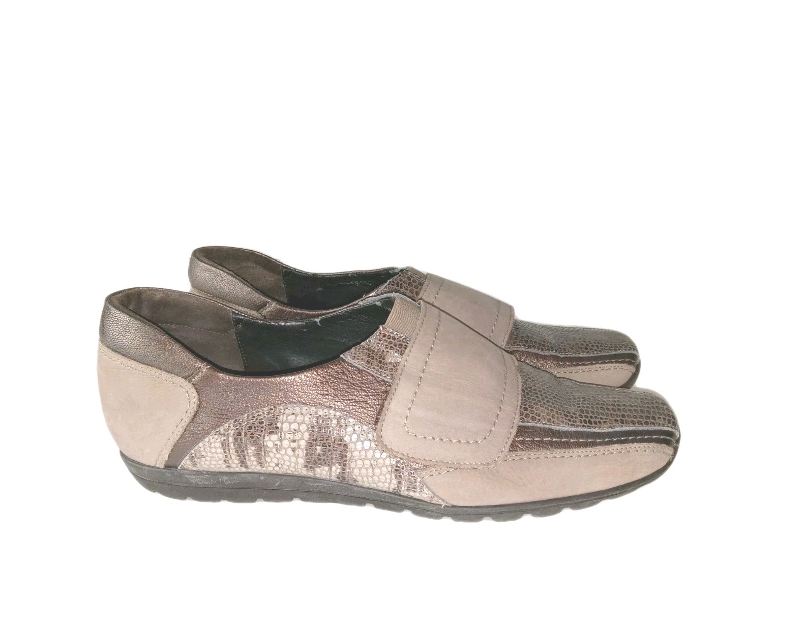 Sesto Meucci Women’s Brown Gold Leather Comfort Walking Shoes Size 9.5 M