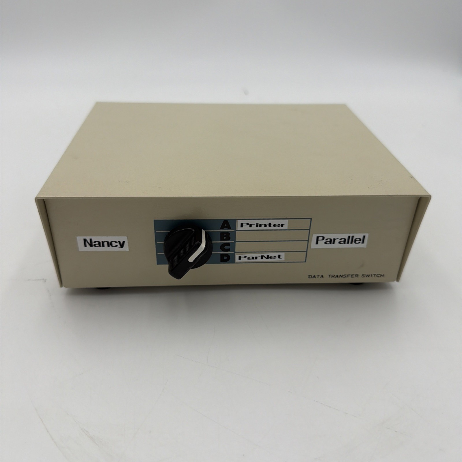 Vintage DB25 4-Port Parallel Printer Switch Box Manual Data Transfer A/B/C/D