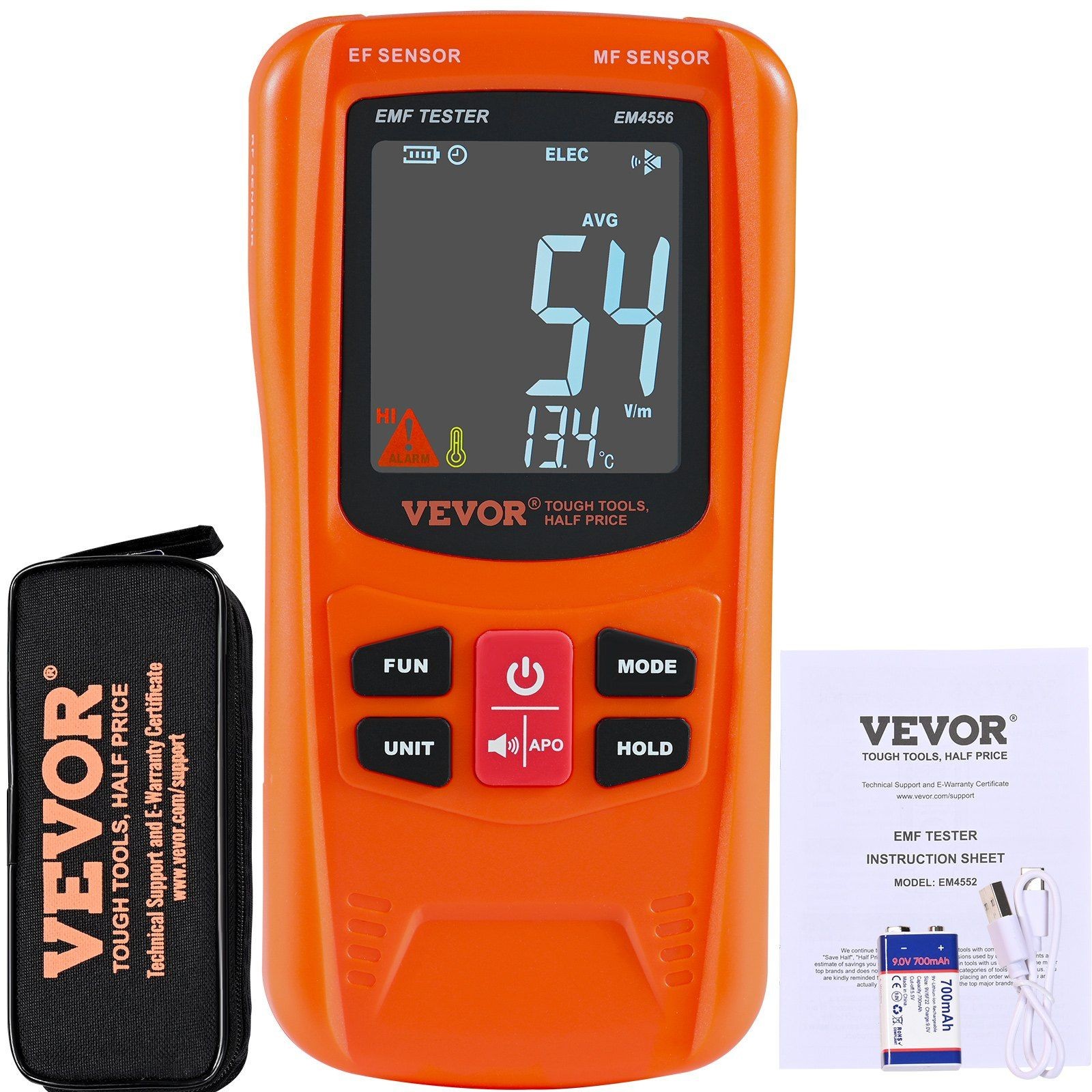 High-Precision EMF Meter 5Hz-6GHz 3-in-1 Rechargeable LCD Tester