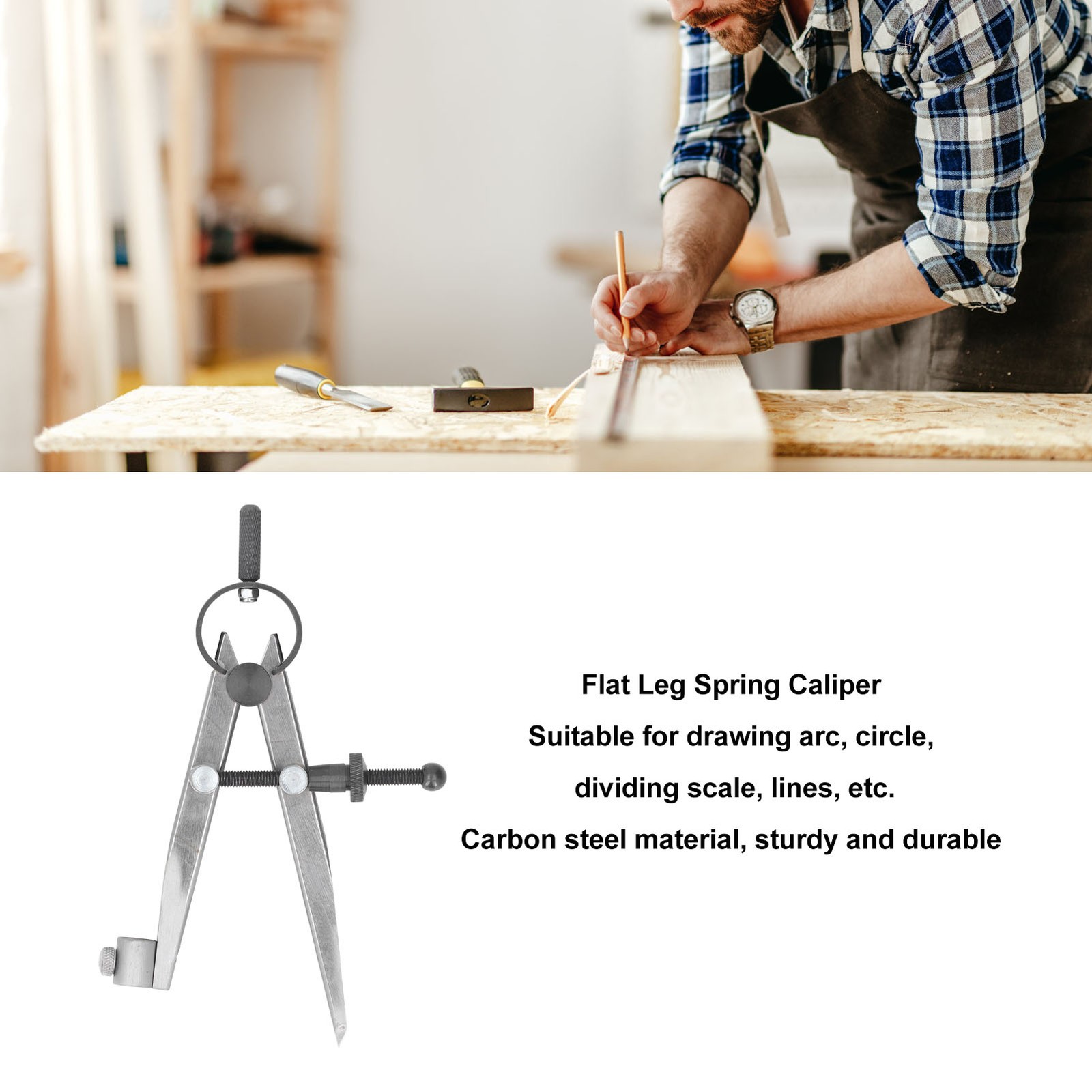 Flat Leg Spring Caliper Carbon Steel Spring Divider Scribing Tool