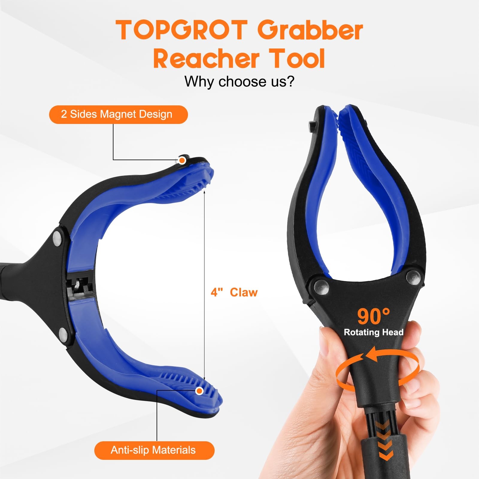 2-Pack Grabber Reacher Tool 34 inch Foldable Reacher Pickup Tool Rotating