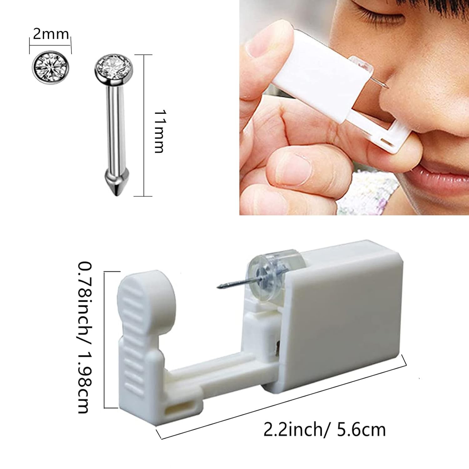 Nose Piercing Kit Self Piercing Gun with 10 Pcs Nose Studs Disposable Piercing