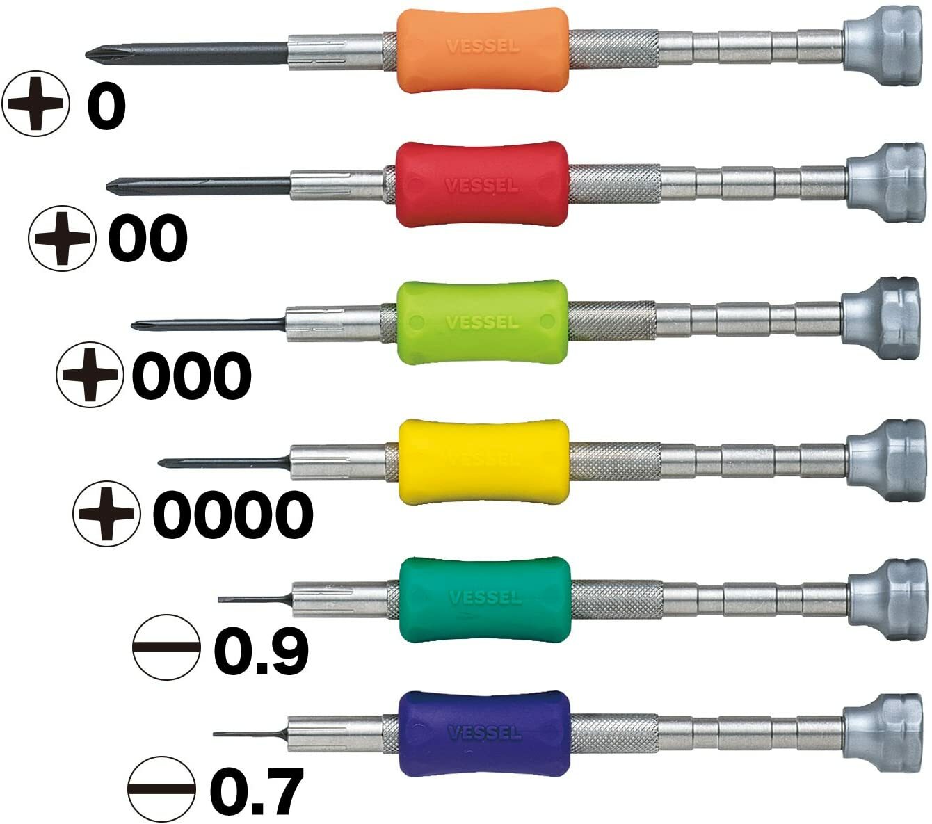 Vessel Precision Micro Screwdriver Set Phillips Flat Slotted 0000 TD-56S JAPAN