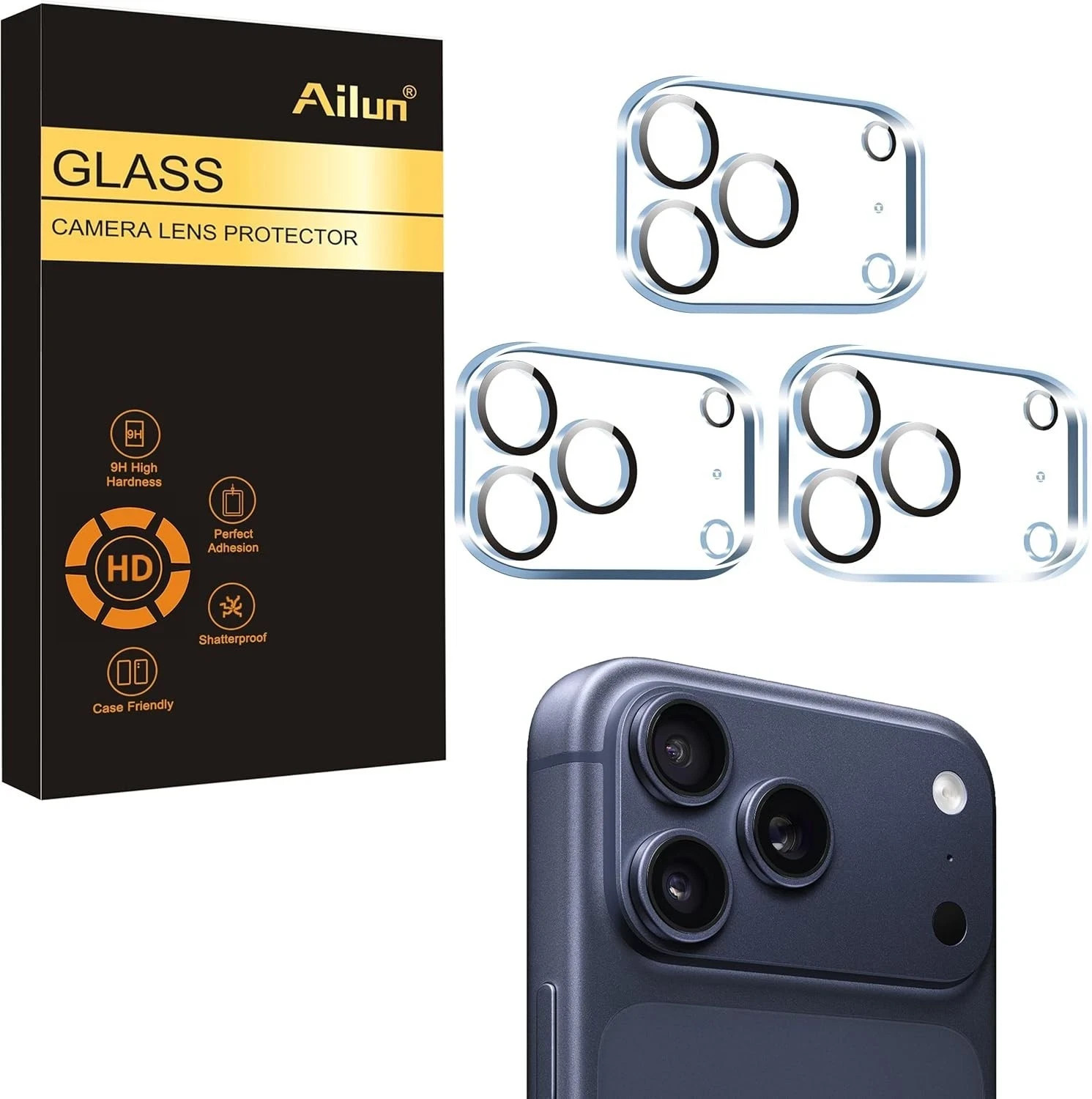 Ailun 3 Pack Camera Lens Protector for iPhone 17 Pro Max,Tempered Transparent