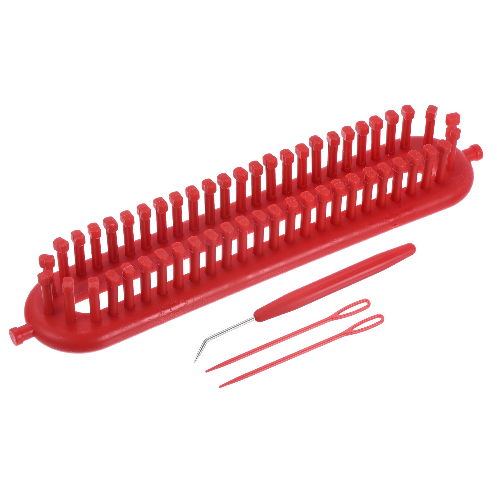 52 Hooks Knitting Machines Kit, Darning Weave Tool with Accessories, Red