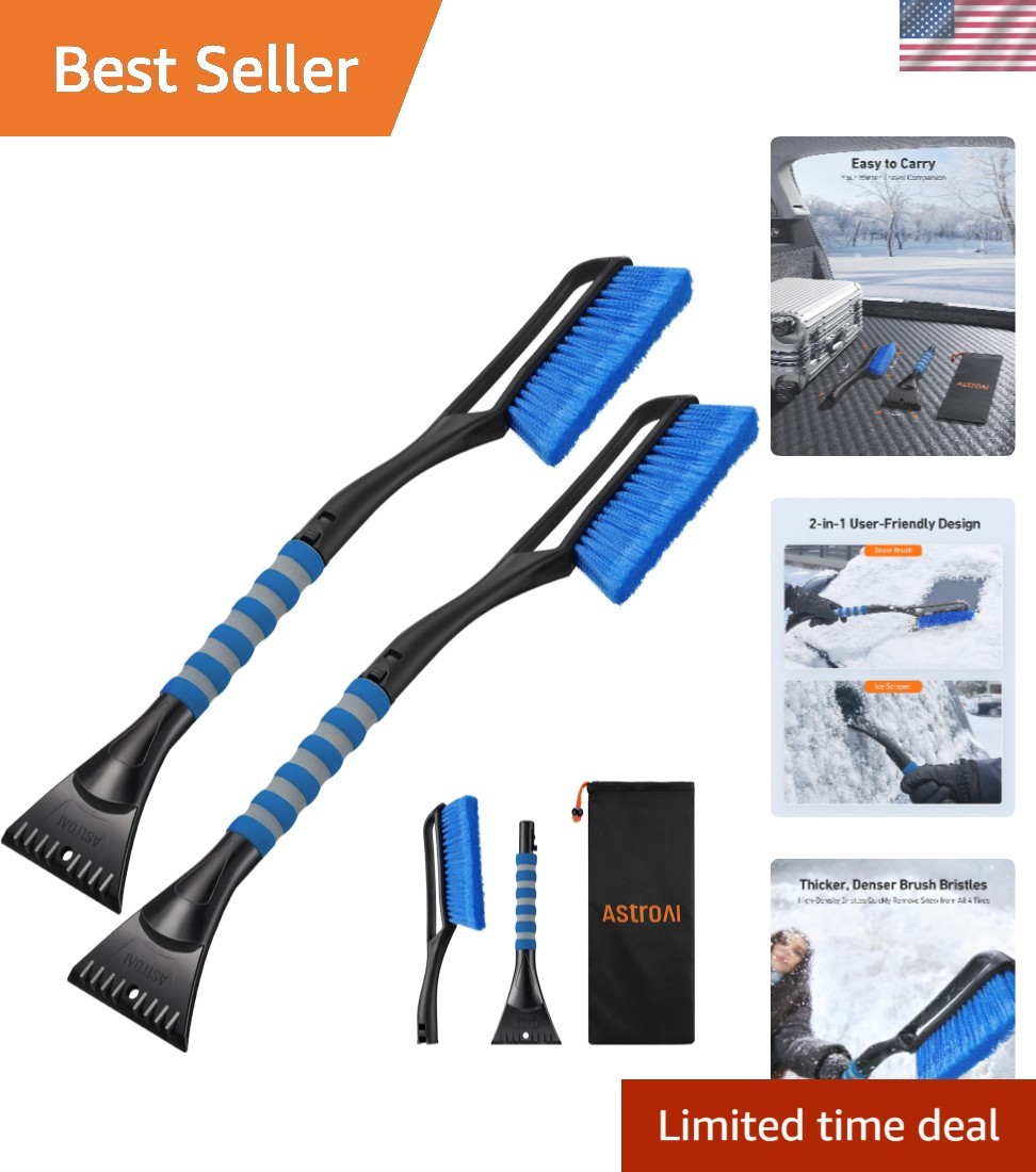 Winter Ready 27" Snow Brush & Ice Scraper Duo - Safety & Comfort for Vehicles