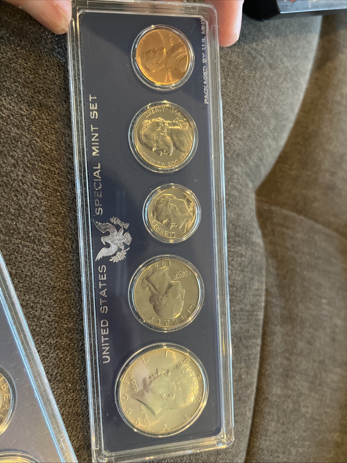 1966 US Special Mint Set SMS 5 Coins with 40% Silver Kennedy Half Dollar and Box