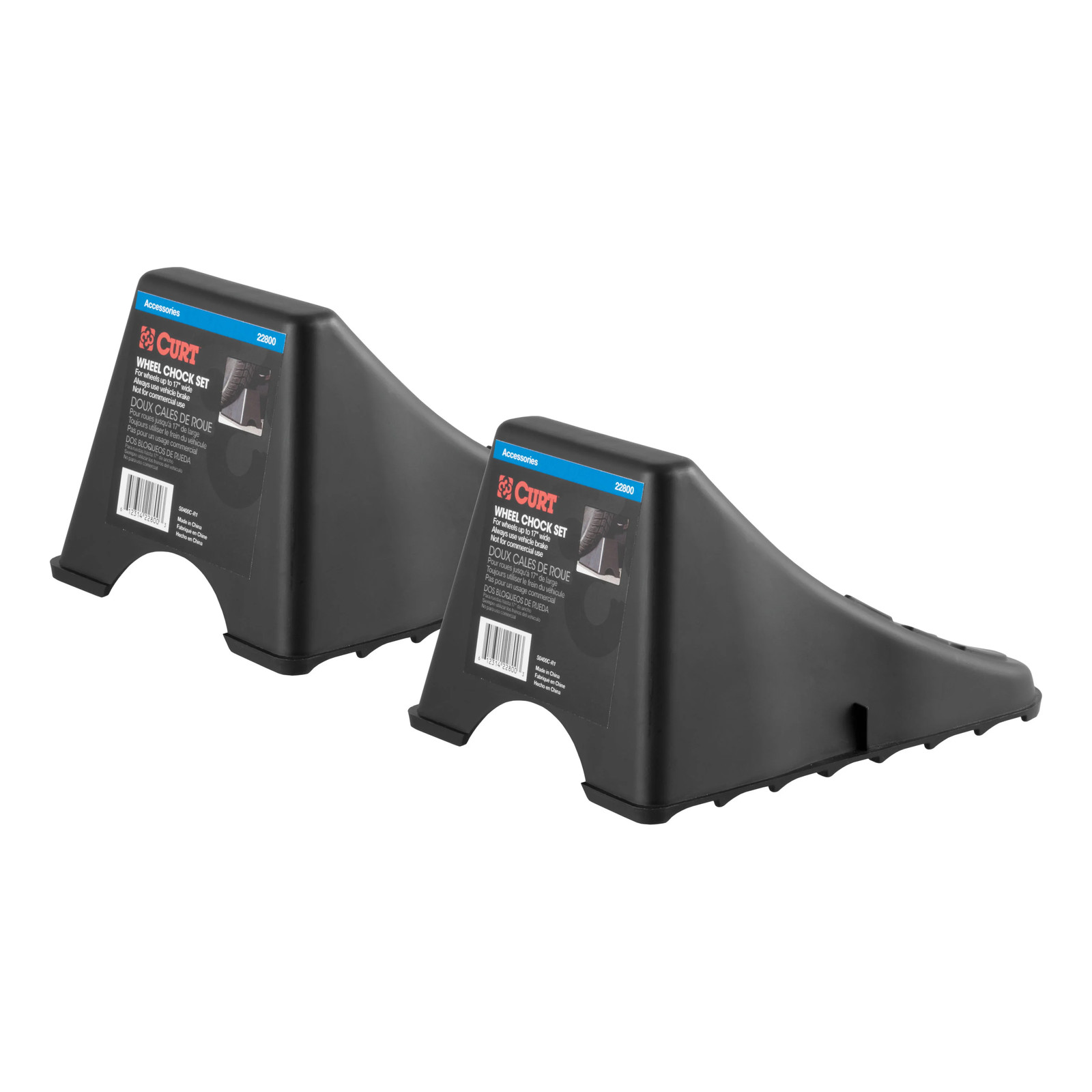 Curt-Wheel Chock Set (Up to 17" Wide Wheels)
