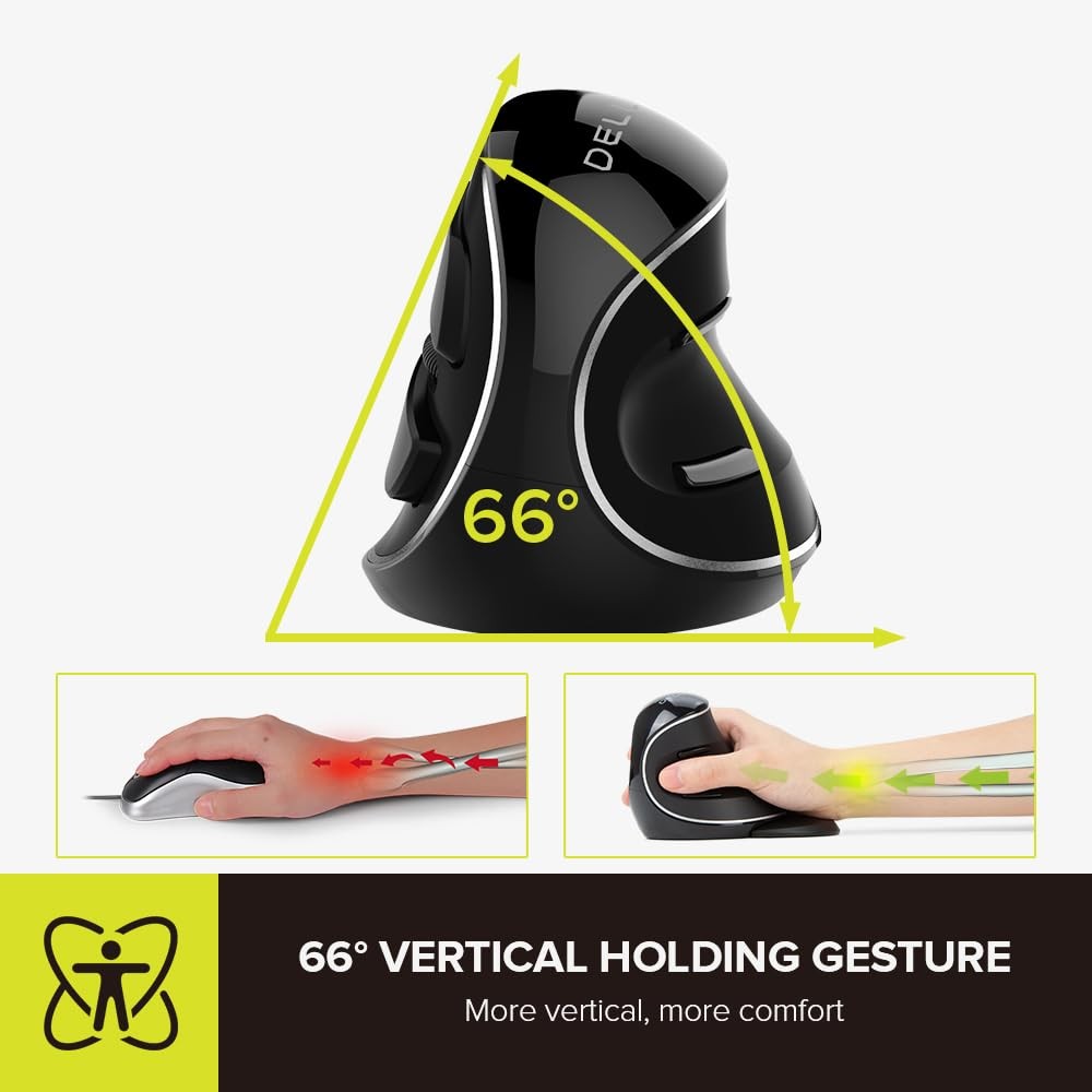 Wireless Ergonomic Vertical Mouse, for Large Hands (M618PLUS)